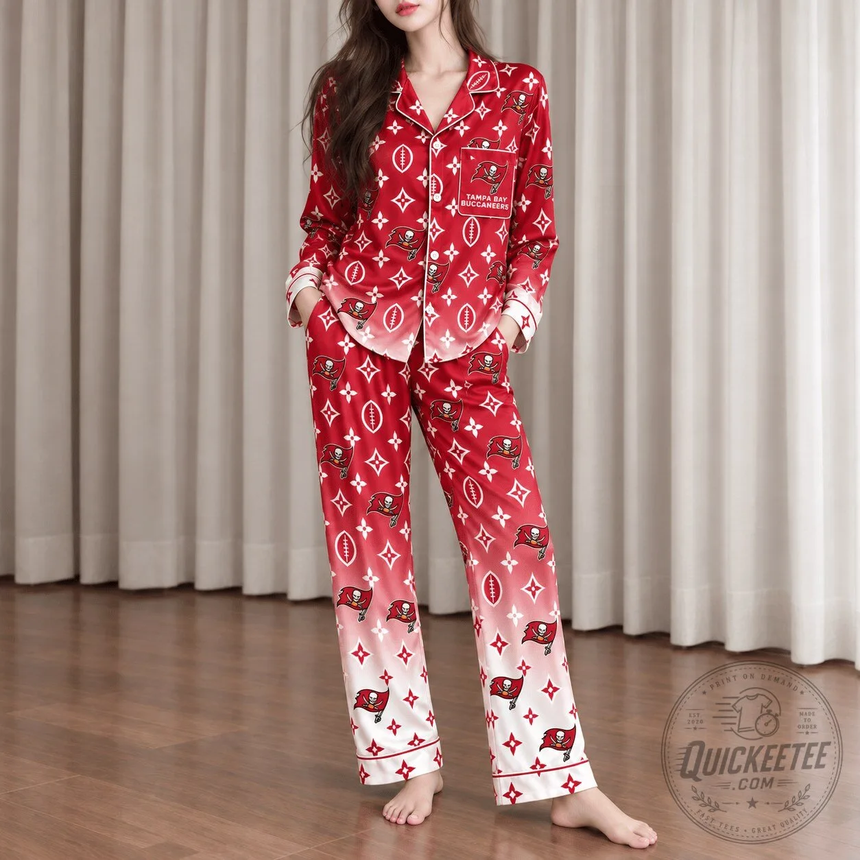 Tampa Bay Buccaneers Ombre Monogram Long Sleeve Pajamas