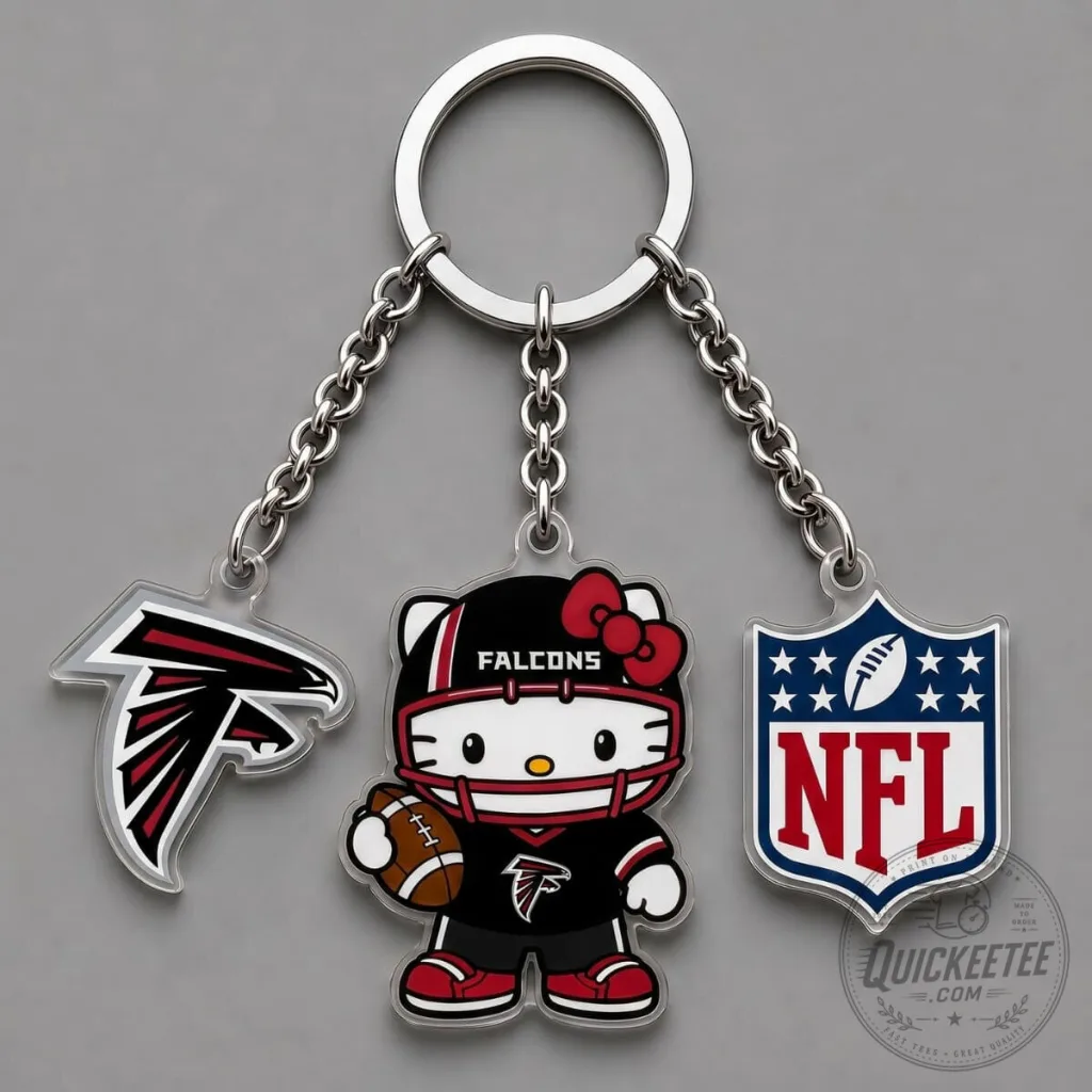 Atlanta Falcons Hello Kitty National Football League Triple Charm Keychain Atlanta Falcons Hello Kitty National Football League Triple Charm Keychain