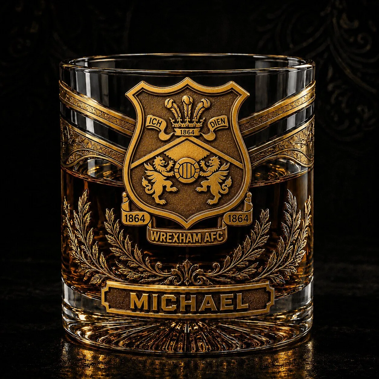Wrexham Association Football Club Gold Crest Whiskey Glass