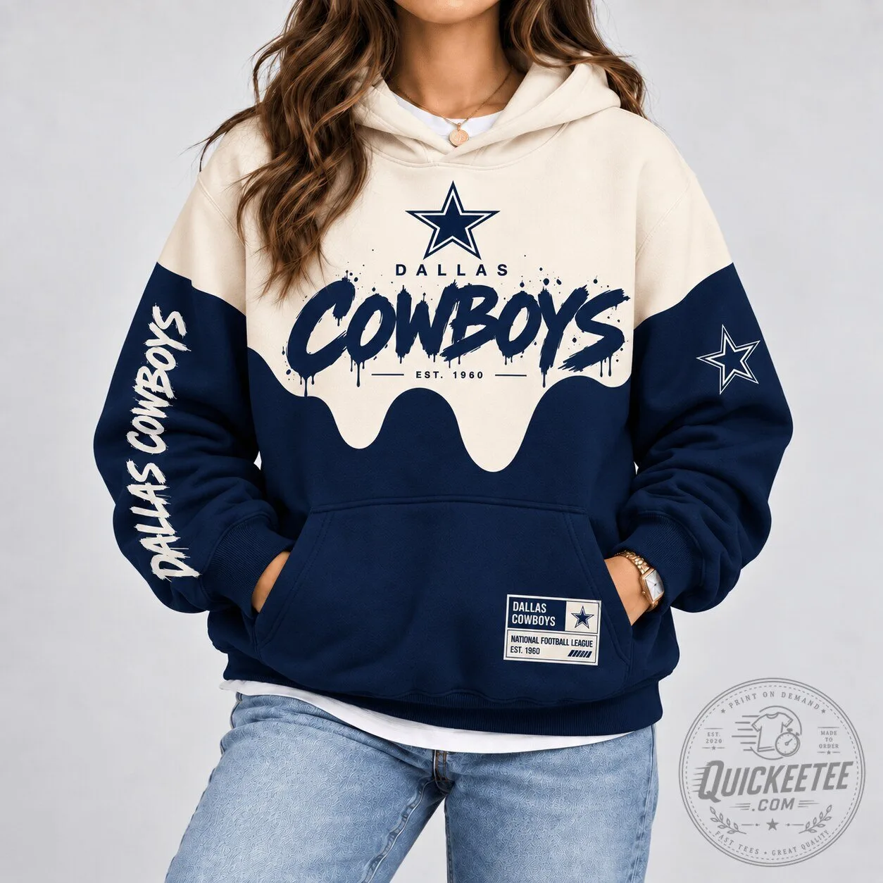 Dallas Cowboys National Football League Paint Splatter Cream Hoodie 2 Dallas Cowboys National Football League Paint Splatter Cream Hoodie