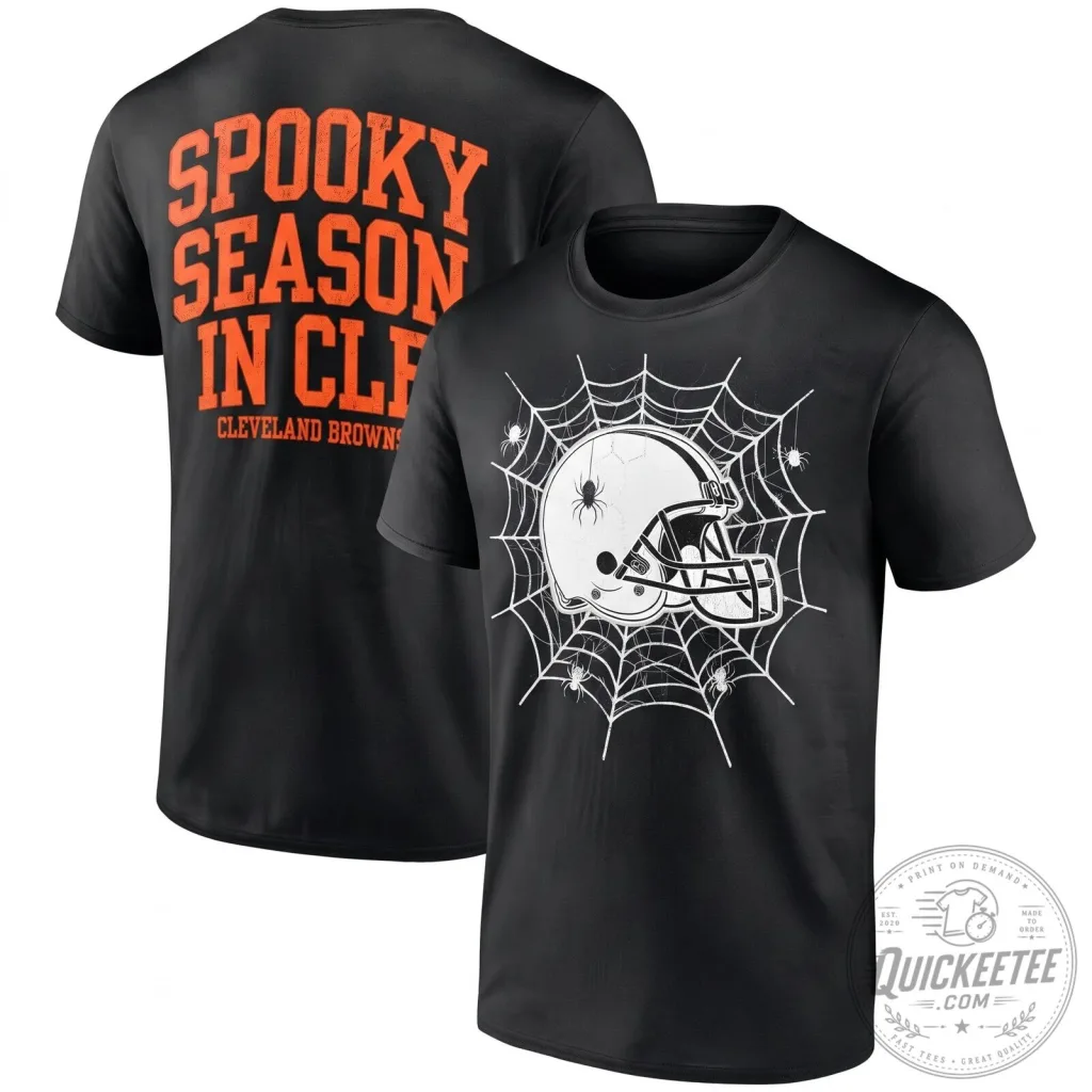 Cleveland Browns Halloween Spooky Season Spiderweb Football Helmet T-Shirt Cleveland Browns Halloween Spooky Season Spiderweb Football Helmet T-Shirt