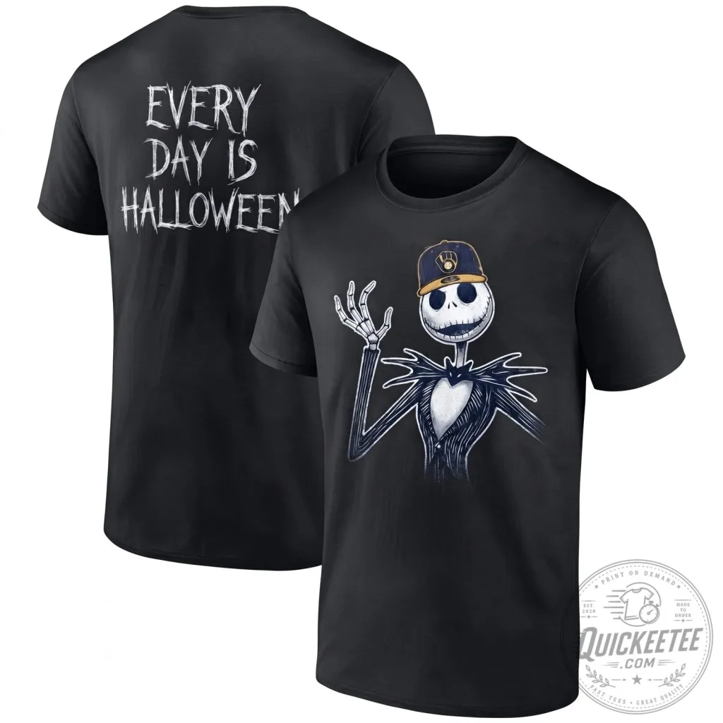 Milwaukee Brewers Jack Skellington Every Day Is Halloween T-Shirt Milwaukee Brewers Jack Skellington Every Day Is Halloween T-Shirt