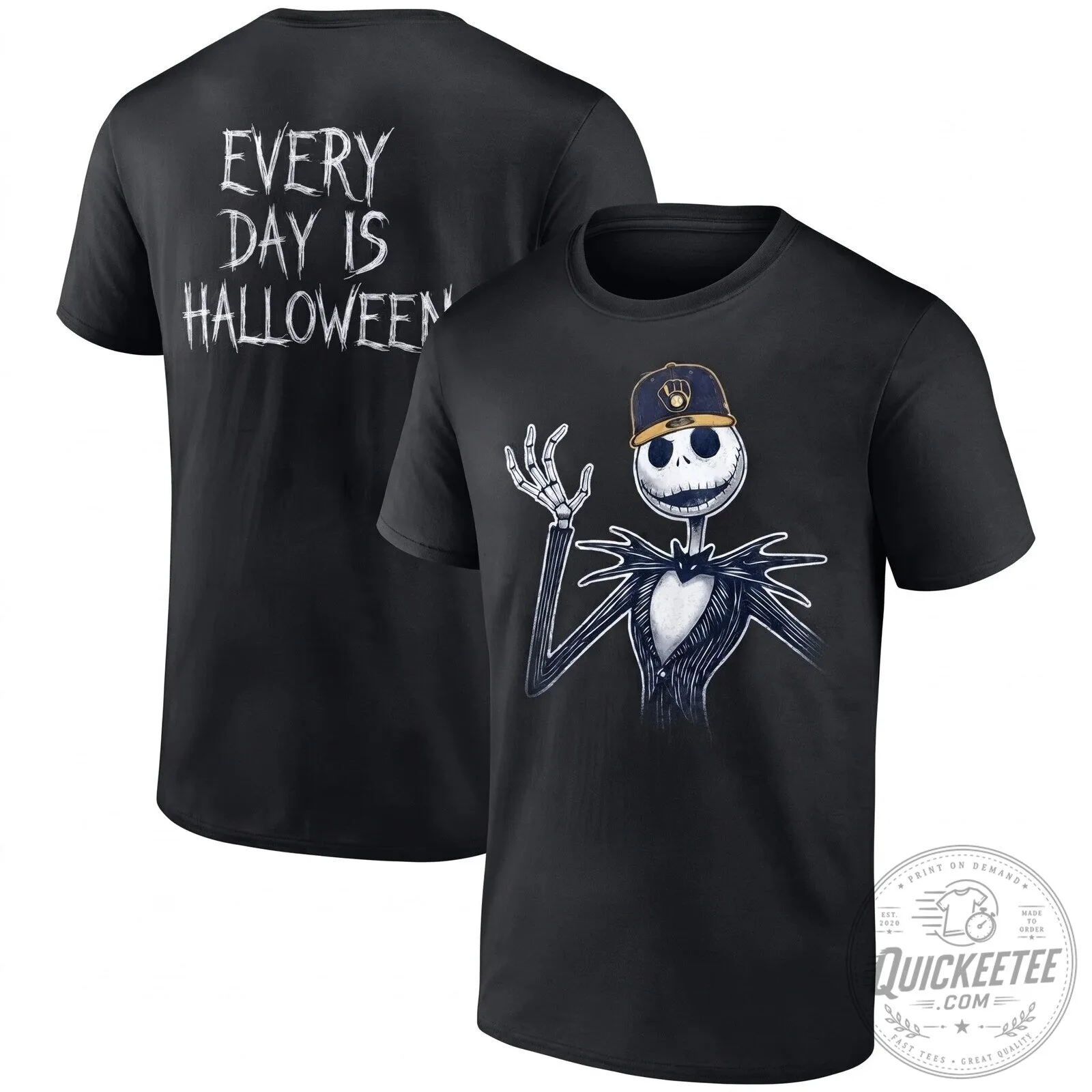 Milwaukee Brewers Jack Skellington Every Day Is Halloween T-Shirt