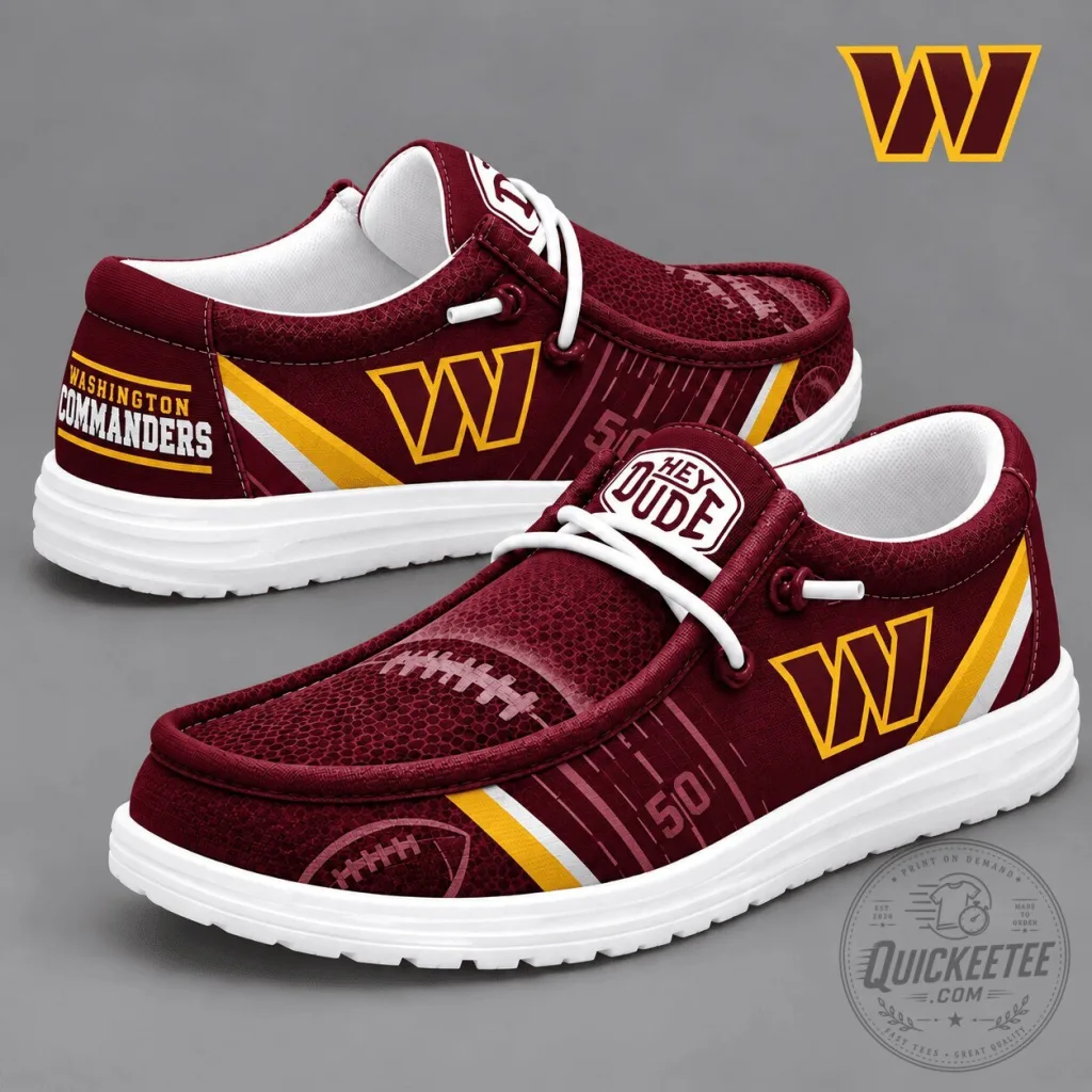 Washington Commanders National Football League Team Logo Slip-On Shoes Washington Commanders National Football League Team Logo Slip-On Shoes
