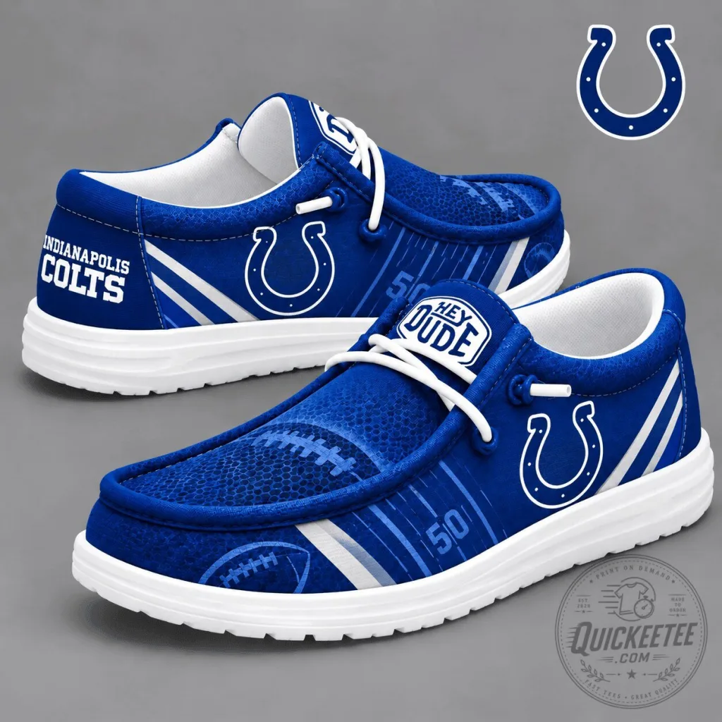 Indianapolis Colts National Football League Team Logo Blue Loafer Shoes Indianapolis Colts National Football League Team Logo Blue Loafer Shoes