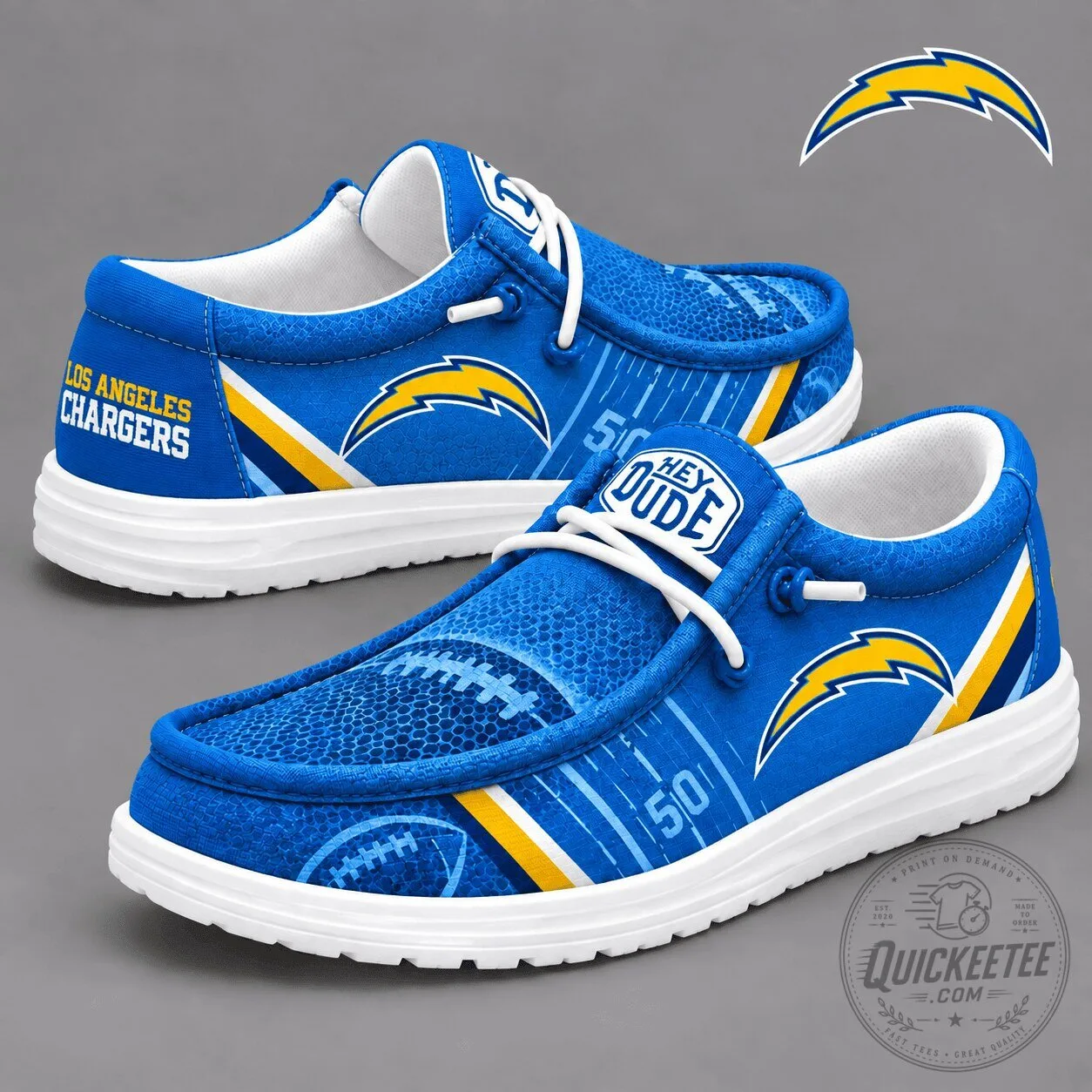 Los Angeles Chargers Football Team Logo Blue Loafer Shoes for Men 1 Los Angeles Chargers Football Team Logo Blue Loafer Shoes for Men