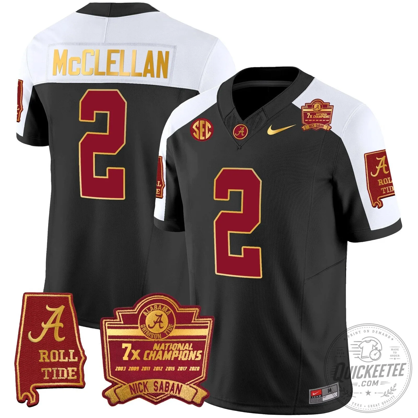 Nick Saban Alabama Crimson Tide Football Jersey with 7x Champions Patch 54 Nick Saban Alabama Crimson Tide Football Jersey with 7x Champions Patch
