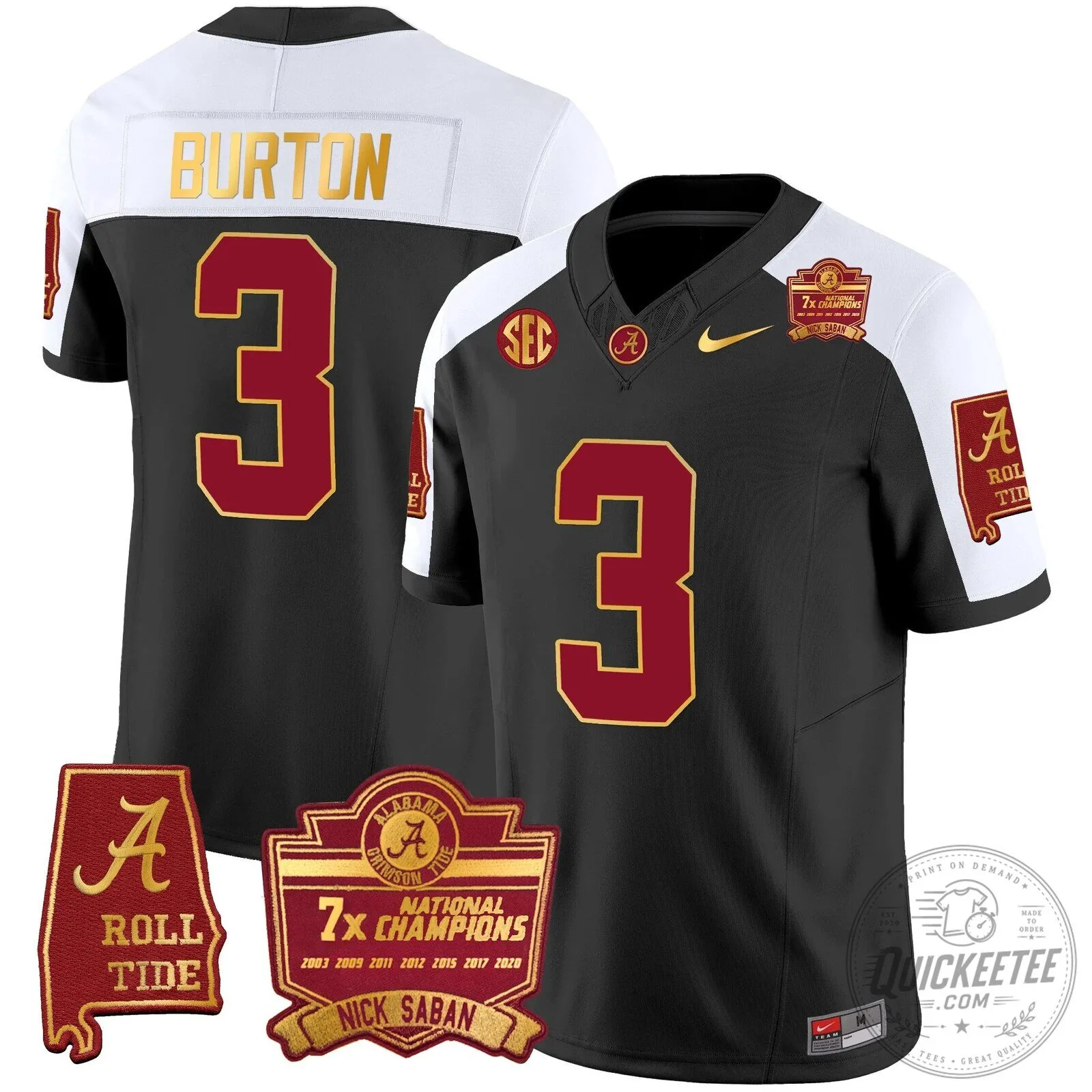 Nick Saban Alabama Crimson Tide Football Jersey with 7x Champions Patch 55 Nick Saban Alabama Crimson Tide Football Jersey with 7x Champions Patch