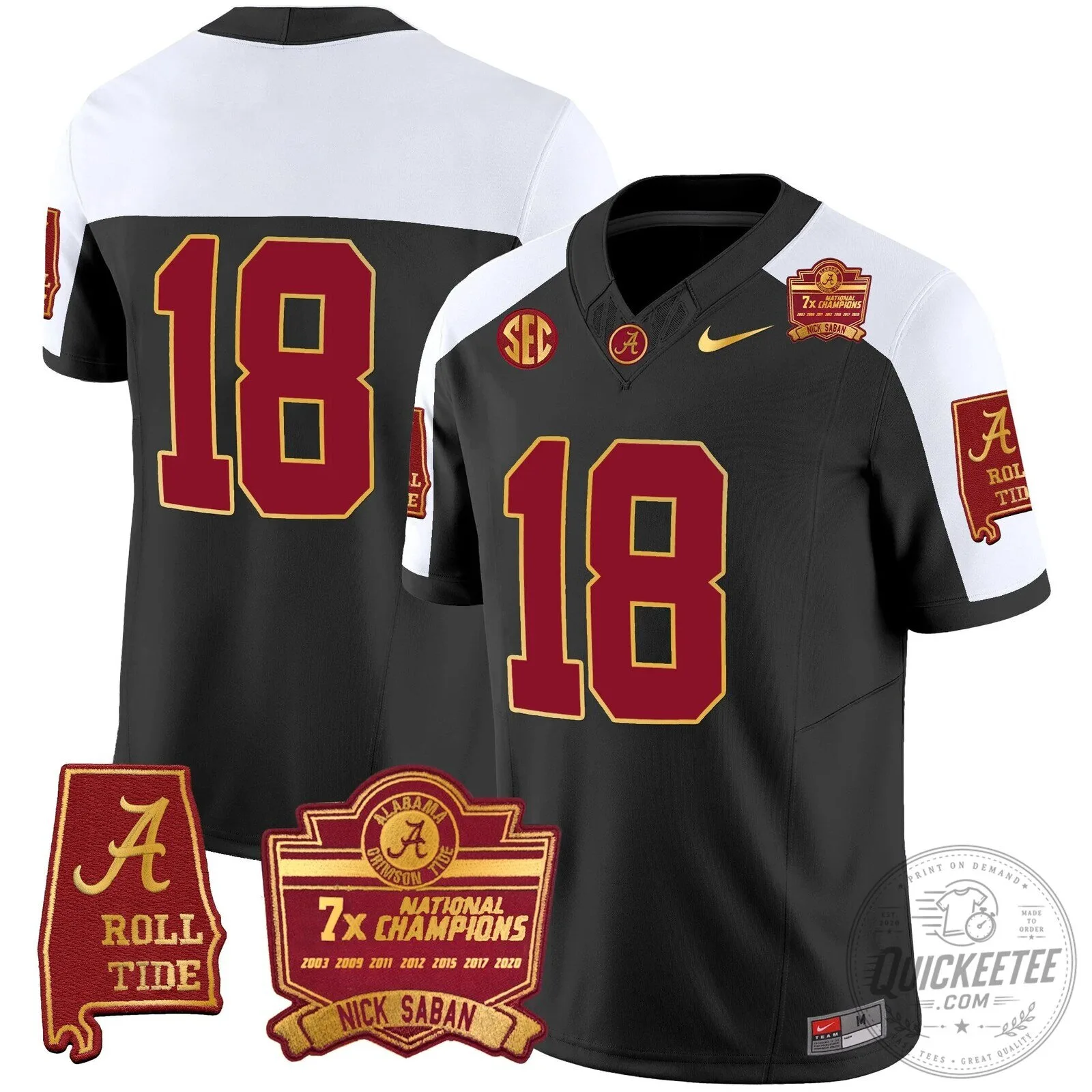 Nick Saban Alabama Crimson Tide Football Jersey with 7x Champions Patch 58 Nick Saban Alabama Crimson Tide Football Jersey with 7x Champions Patch