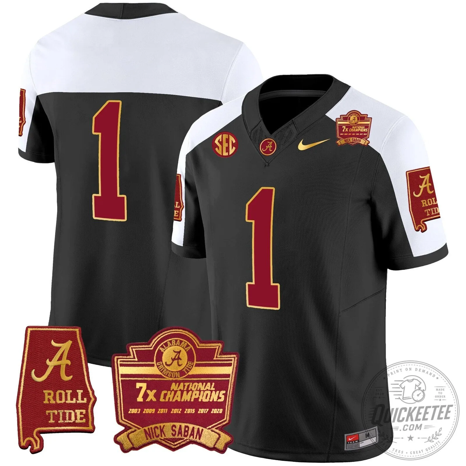Nick Saban Alabama Crimson Tide Football Jersey with 7x Champions Patch 59 Nick Saban Alabama Crimson Tide Football Jersey with 7x Champions Patch