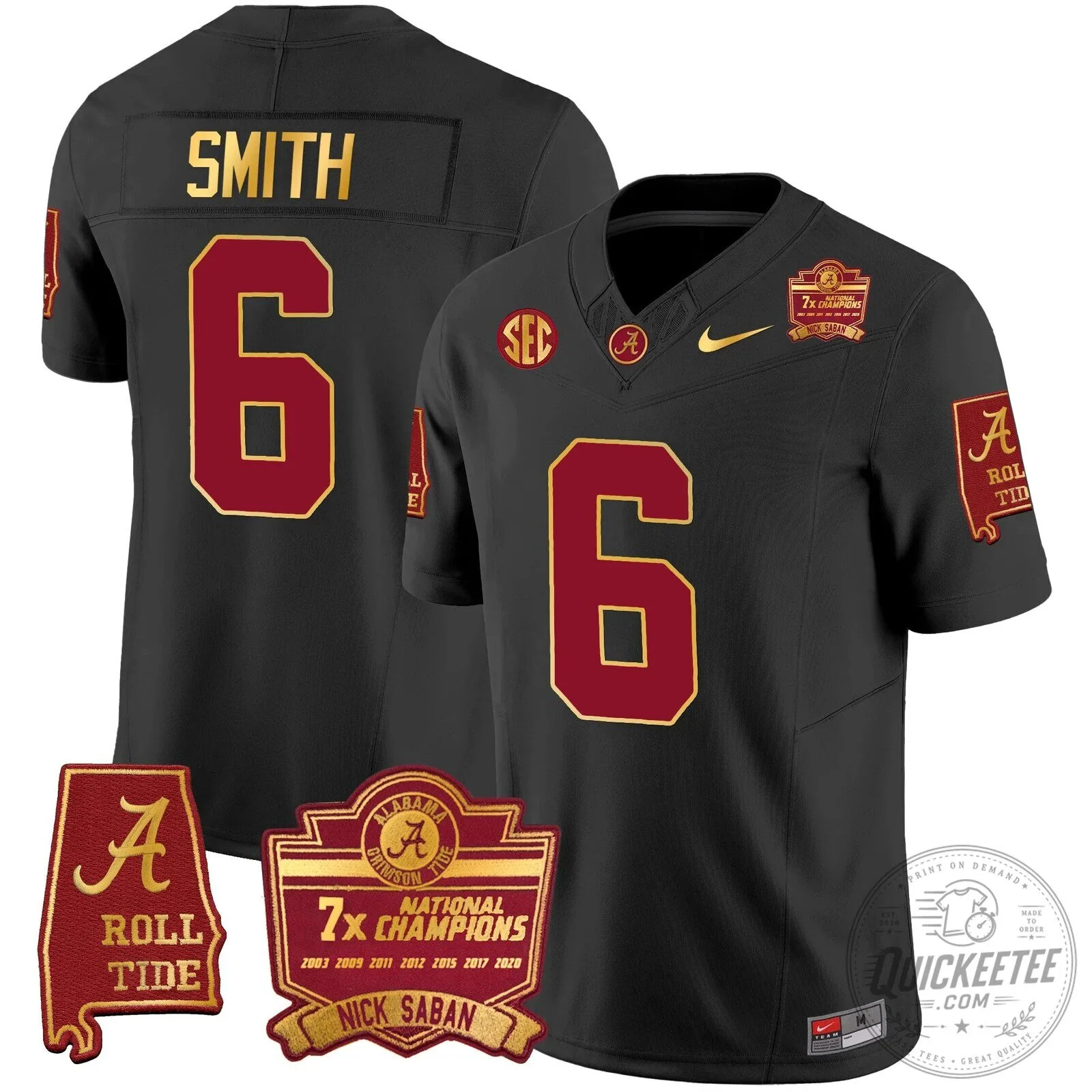 Nick Saban Alabama Crimson Tide Football Jersey with 7x Champions Patch 81 Nick Saban Alabama Crimson Tide Football Jersey with 7x Champions Patch