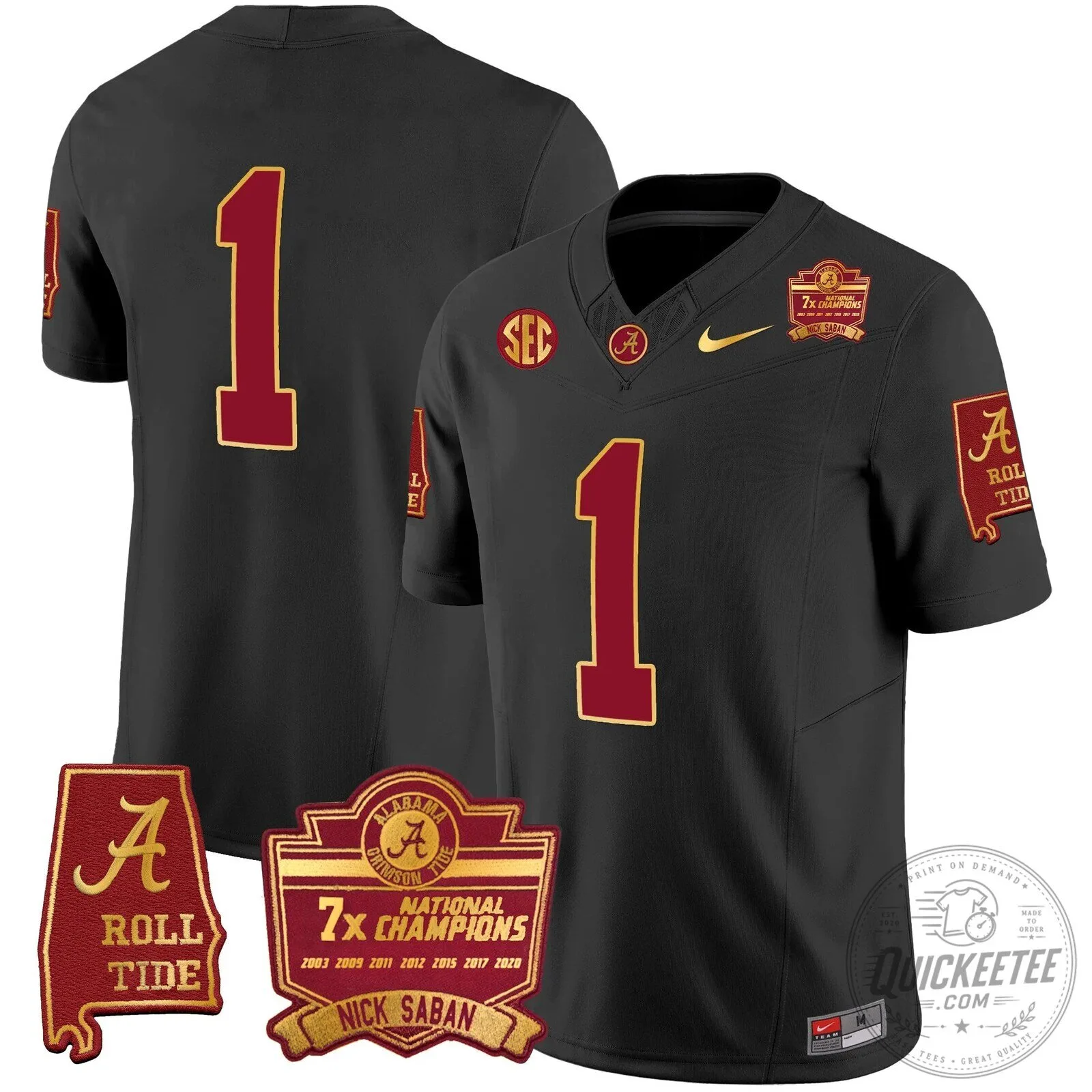 Nick Saban Alabama Crimson Tide Football Jersey with 7x Champions Patch 83 Nick Saban Alabama Crimson Tide Football Jersey with 7x Champions Patch
