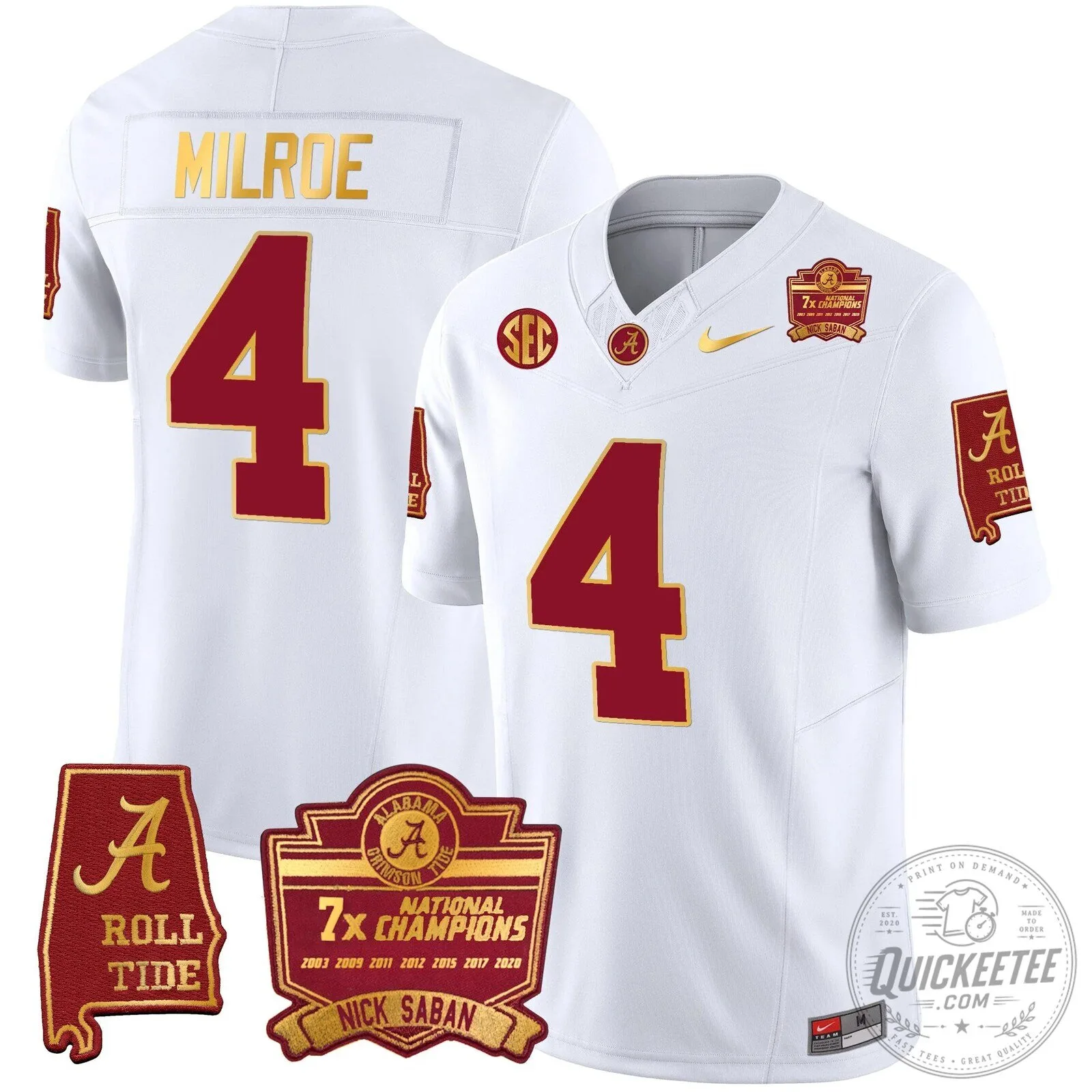 Nick Saban Alabama Crimson Tide Football Jersey with 7x Champions Patch 85 Nick Saban Alabama Crimson Tide Football Jersey with 7x Champions Patch