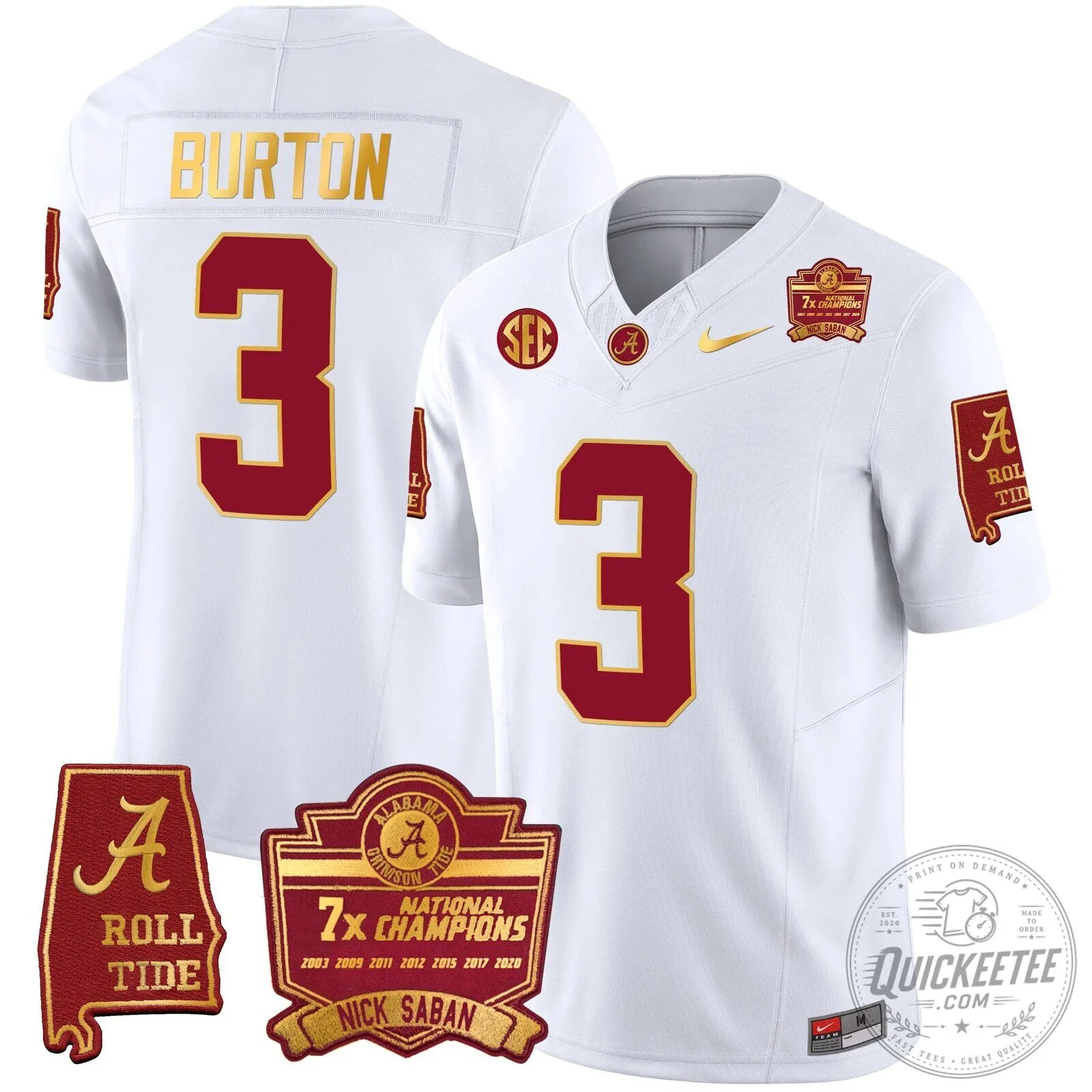 Nick Saban Alabama Crimson Tide Football Jersey with 7x Champions Patch 87 Nick Saban Alabama Crimson Tide Football Jersey with 7x Champions Patch
