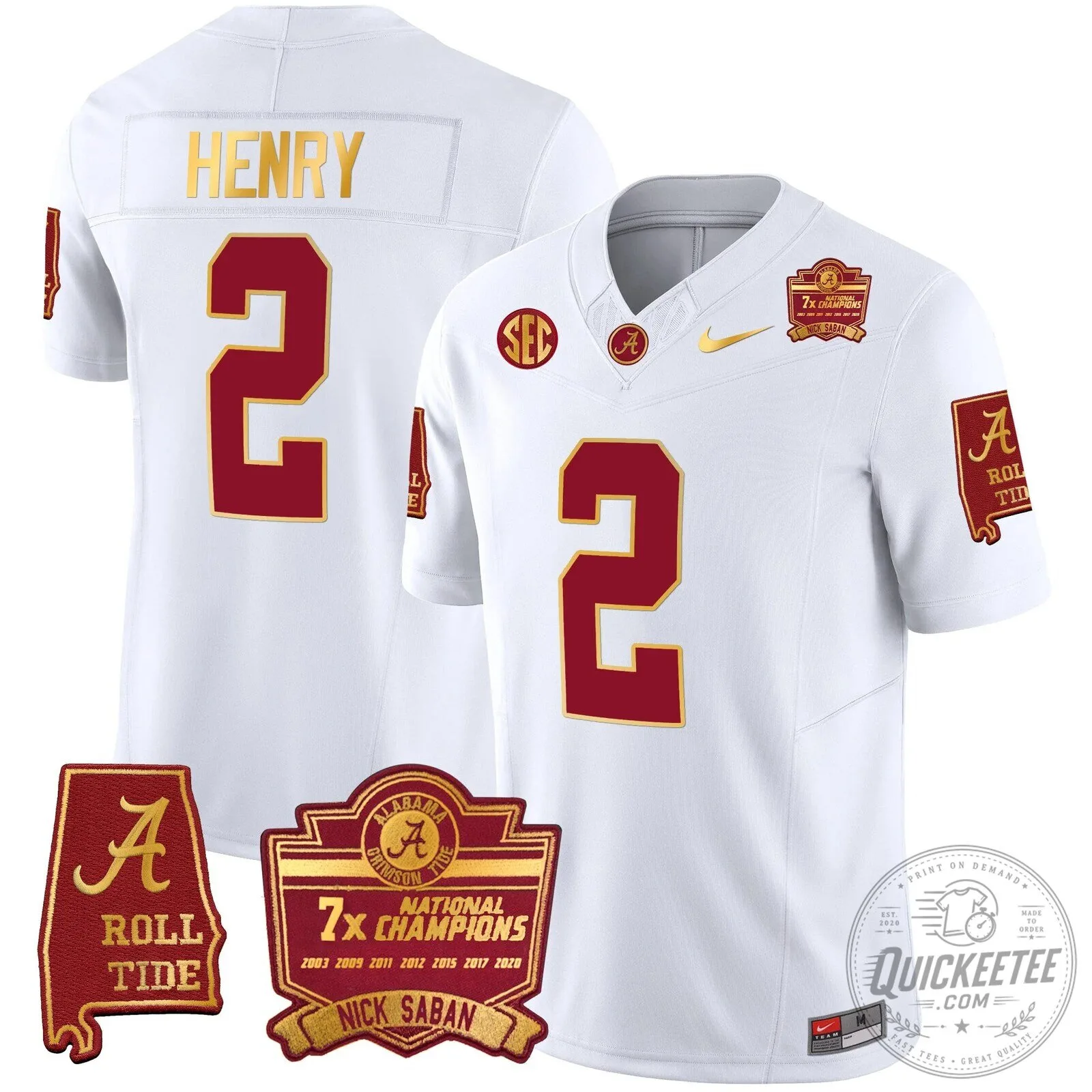 Nick Saban Alabama Crimson Tide Football Jersey with 7x Champions Patch 88 Nick Saban Alabama Crimson Tide Football Jersey with 7x Champions Patch
