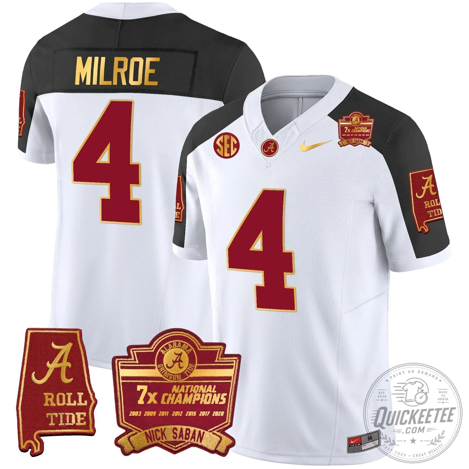 Nick Saban Alabama Crimson Tide Football Jersey with 7x Champions Patch 93 Nick Saban Alabama Crimson Tide Football Jersey with 7x Champions Patch