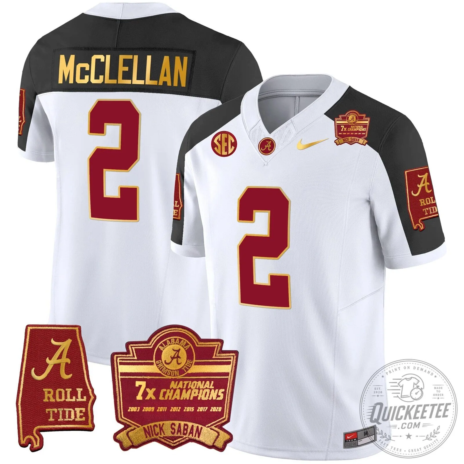 Nick Saban Alabama Crimson Tide Football Jersey with 7x Champions Patch 94 Nick Saban Alabama Crimson Tide Football Jersey with 7x Champions Patch