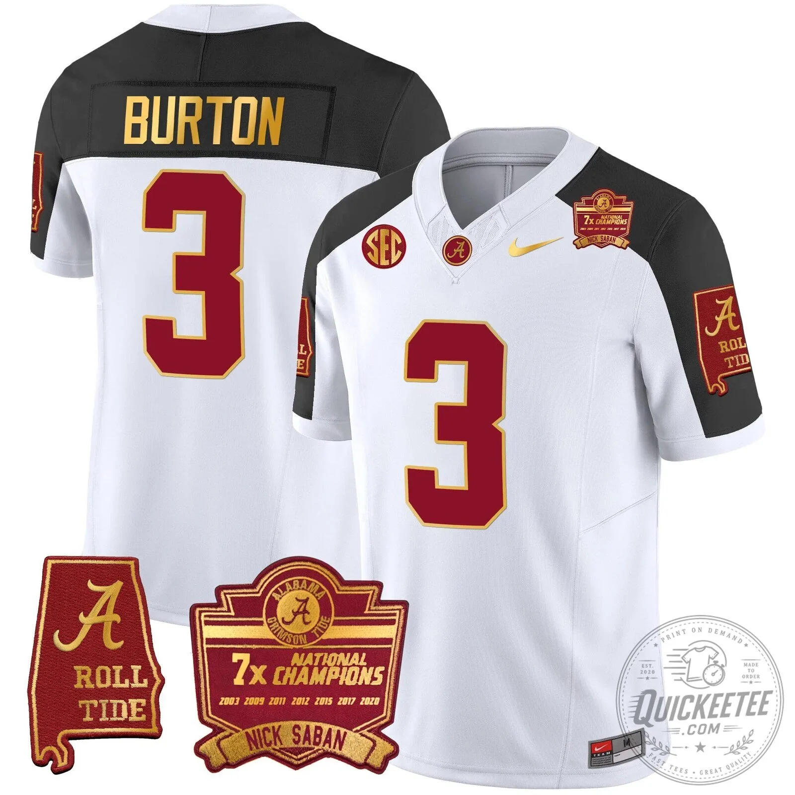 Nick Saban Alabama Crimson Tide Football Jersey with 7x Champions Patch 95 Nick Saban Alabama Crimson Tide Football Jersey with 7x Champions Patch