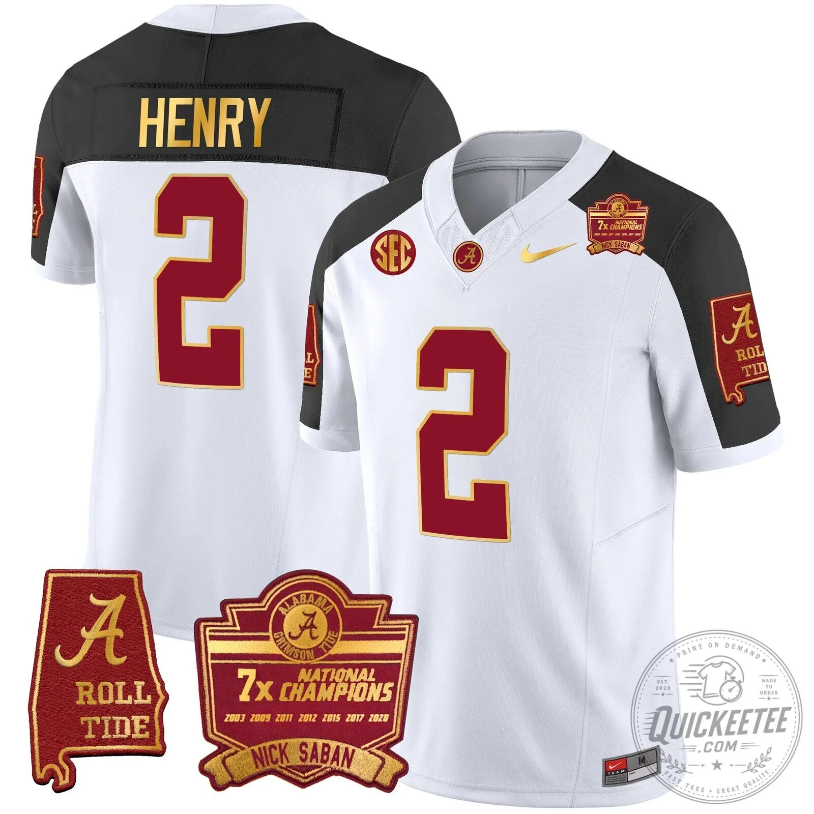 Nick Saban Alabama Crimson Tide Football Jersey with 7x Champions Patch 96 Nick Saban Alabama Crimson Tide Football Jersey with 7x Champions Patch