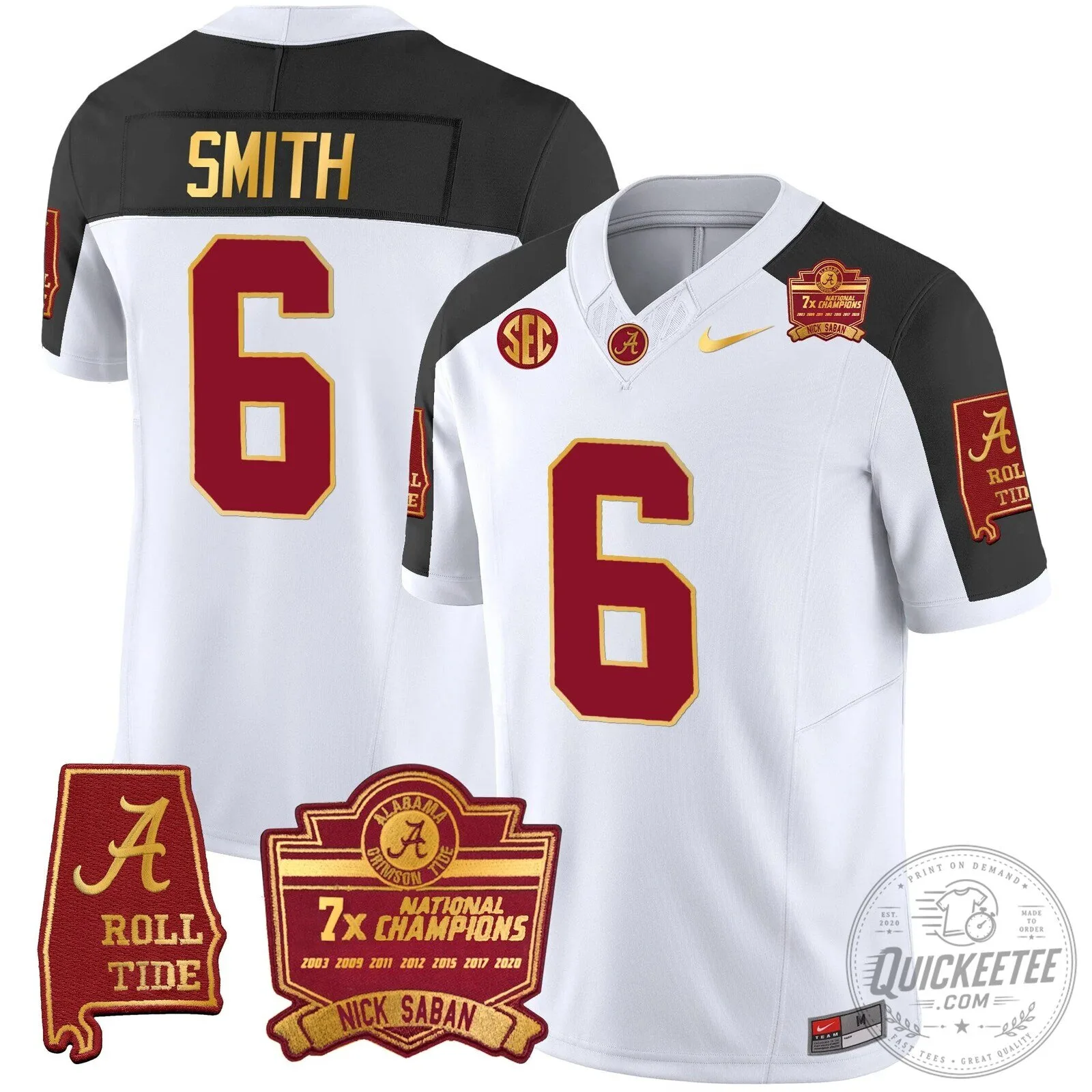 Nick Saban Alabama Crimson Tide Football Jersey with 7x Champions Patch 97 Nick Saban Alabama Crimson Tide Football Jersey with 7x Champions Patch