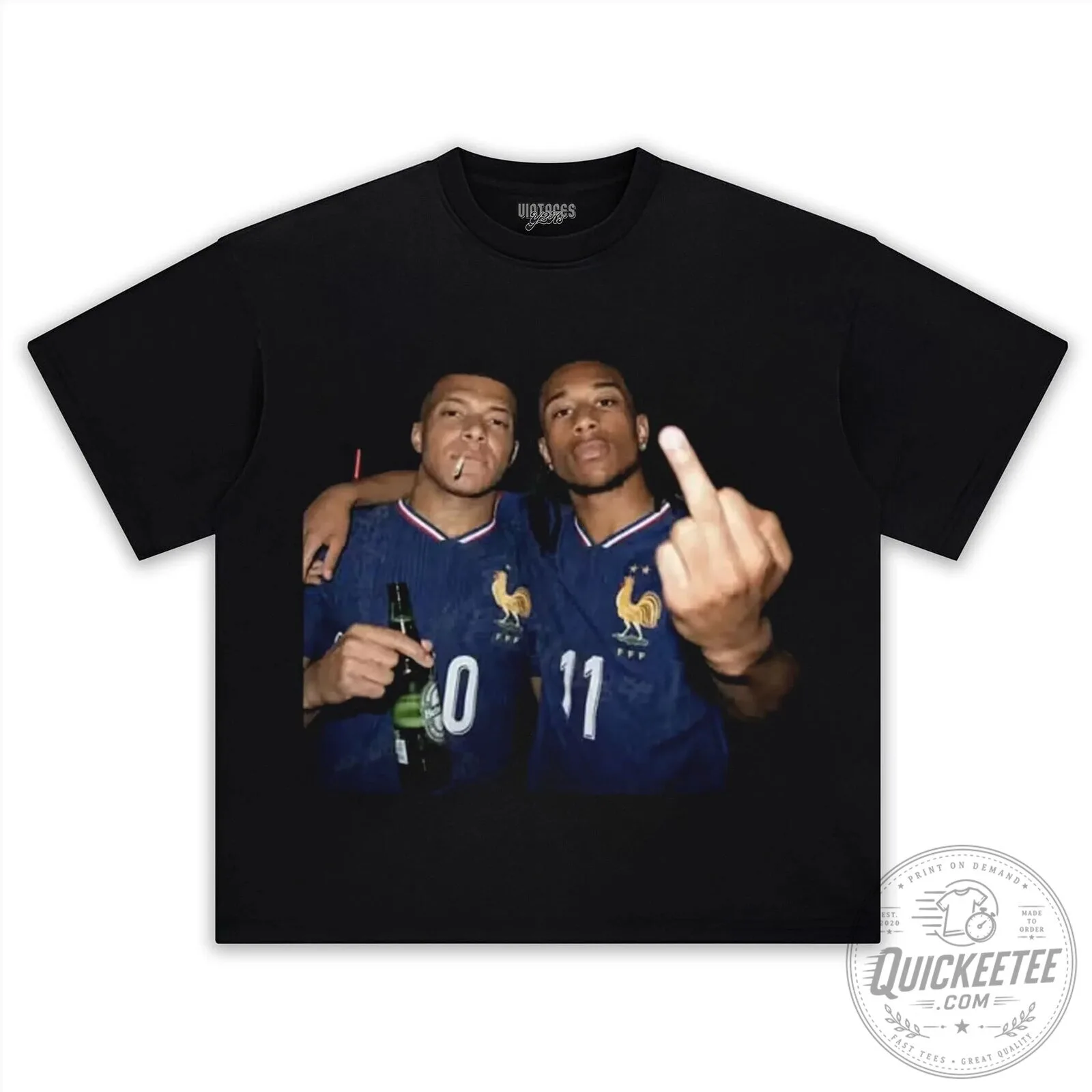 Ousmane Dembele and Kylian Mbappe France Football Black T-Shirt