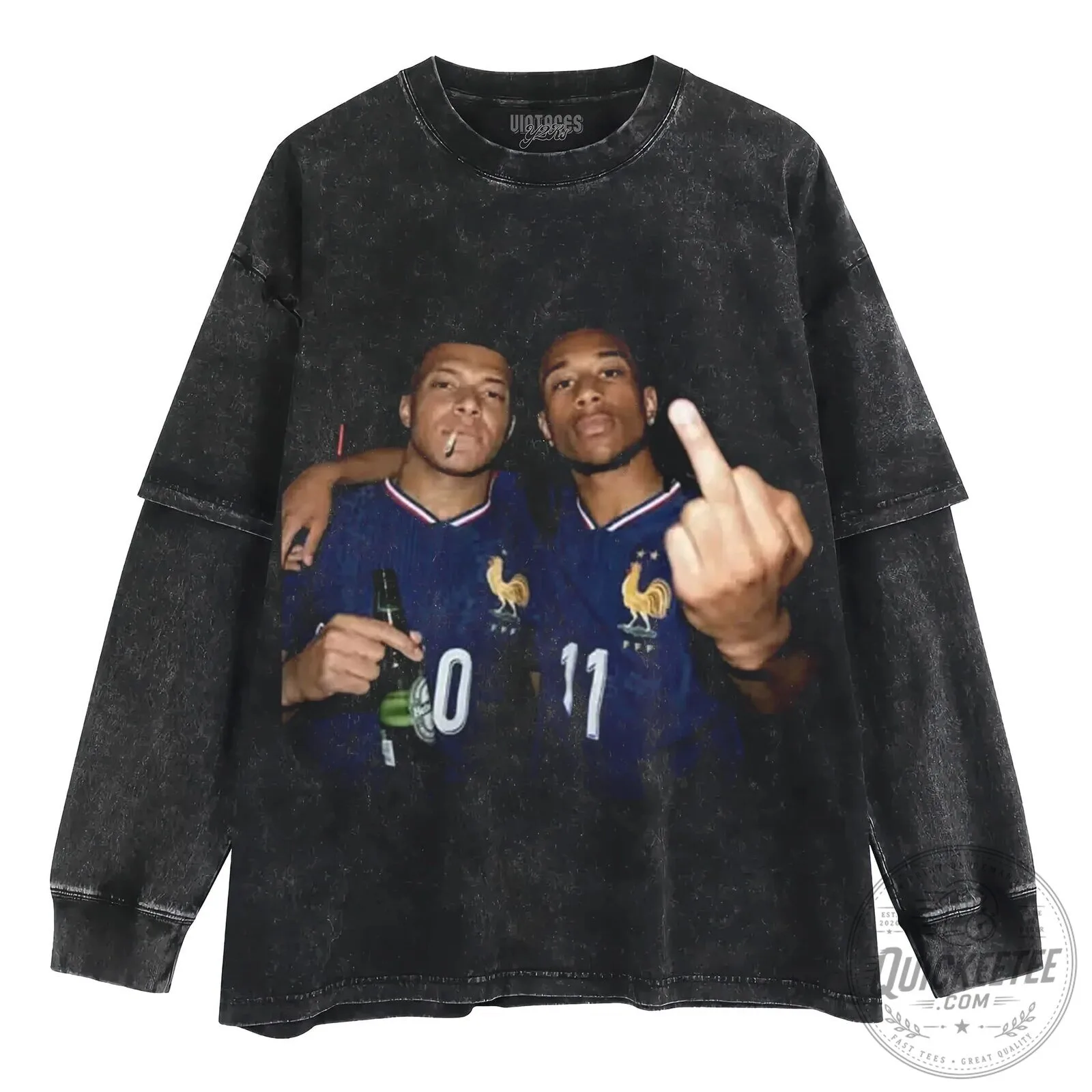 Ousmane Dembele and Kylian Mbappe France Football Black T-Shirt 14 Ousmane Dembele and Kylian Mbappe France Football Black T-Shirt
