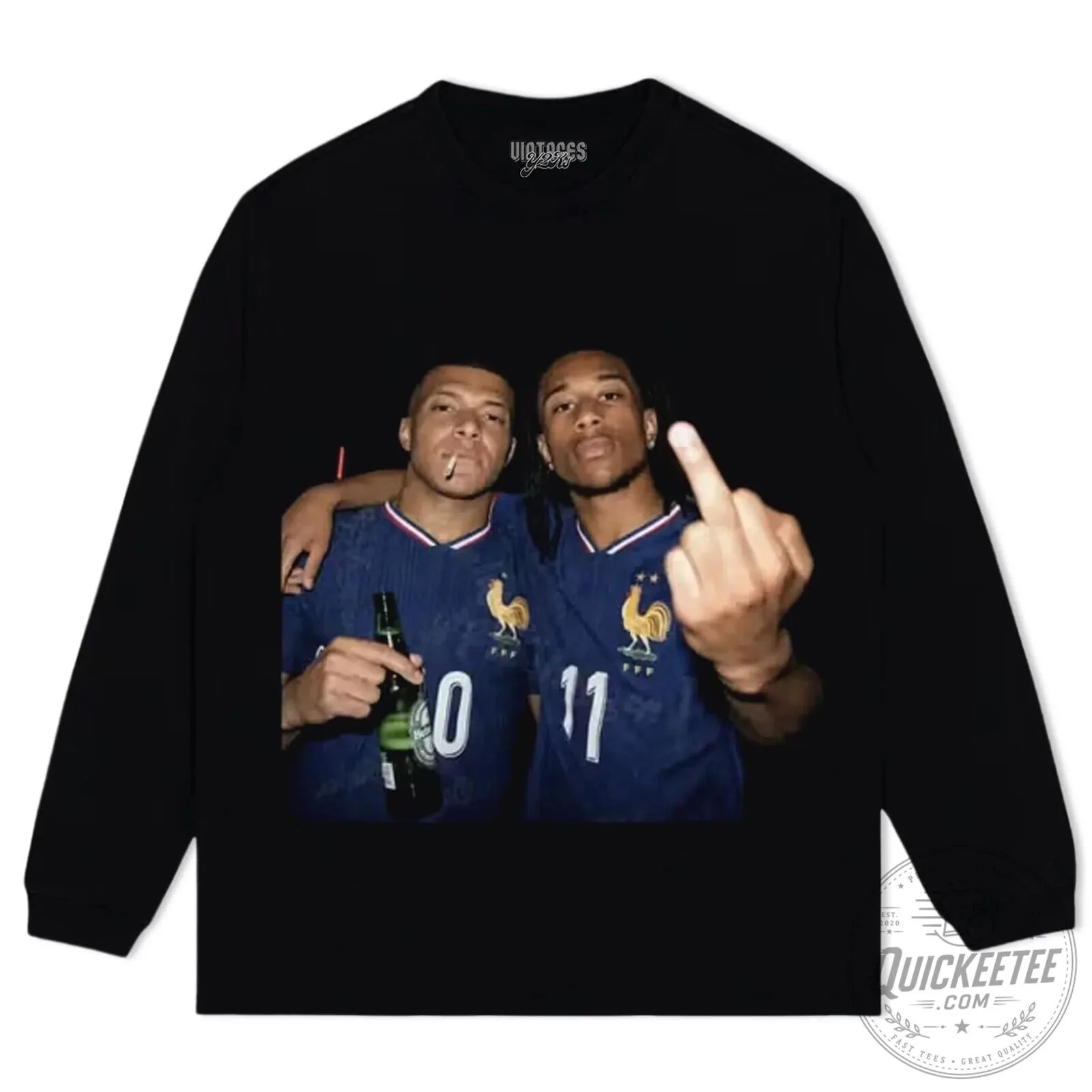 Ousmane Dembele and Kylian Mbappe France Football Black T-Shirt 15 Ousmane Dembele and Kylian Mbappe France Football Black T-Shirt