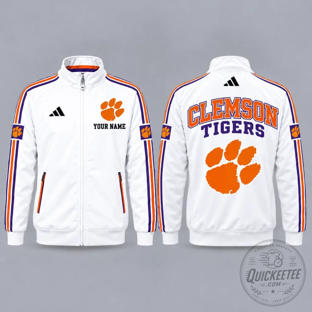 Clemson Tigers Personalized Full-Zip Casual Jacket for NCAA Football Fans Clemson Tigers Personalized Full-Zip Casual Jacket for NCAA Football Fans