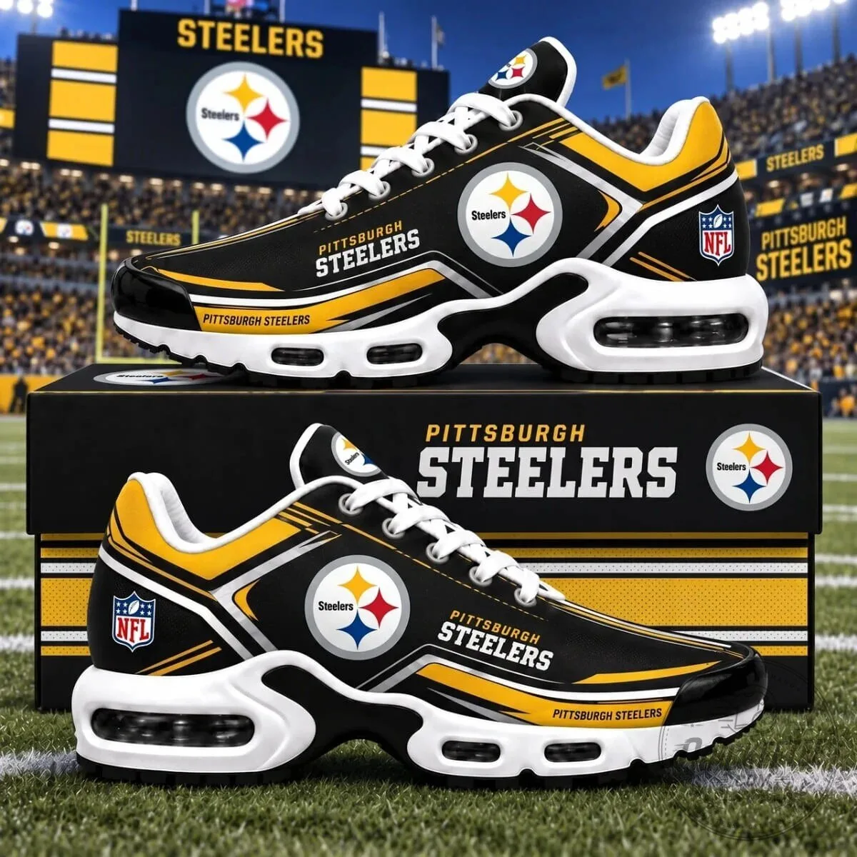 Pittsburgh Steelers National Football League Team Logo Fan Footwear Sneakers 2 Pittsburgh Steelers National Football League Team Logo Fan Footwear Sneakers