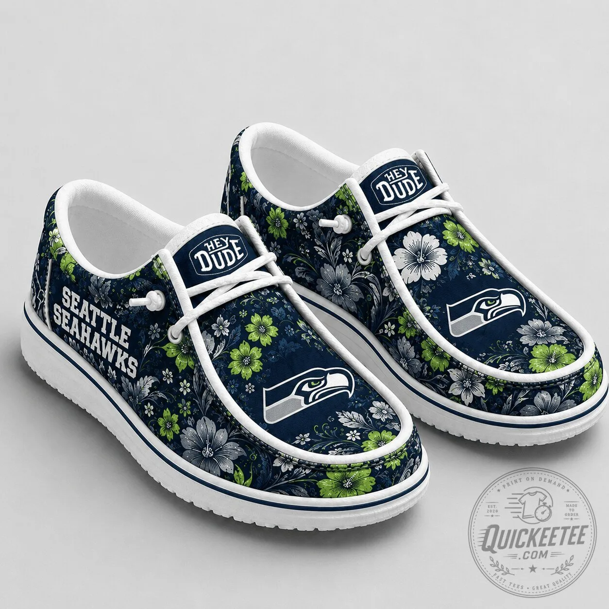 Seattle Seahawks NFL Team Colors Floral Pattern Casual Loafer Shoes 5 Seattle Seahawks NFL Team Colors Floral Pattern Casual Loafer Shoes