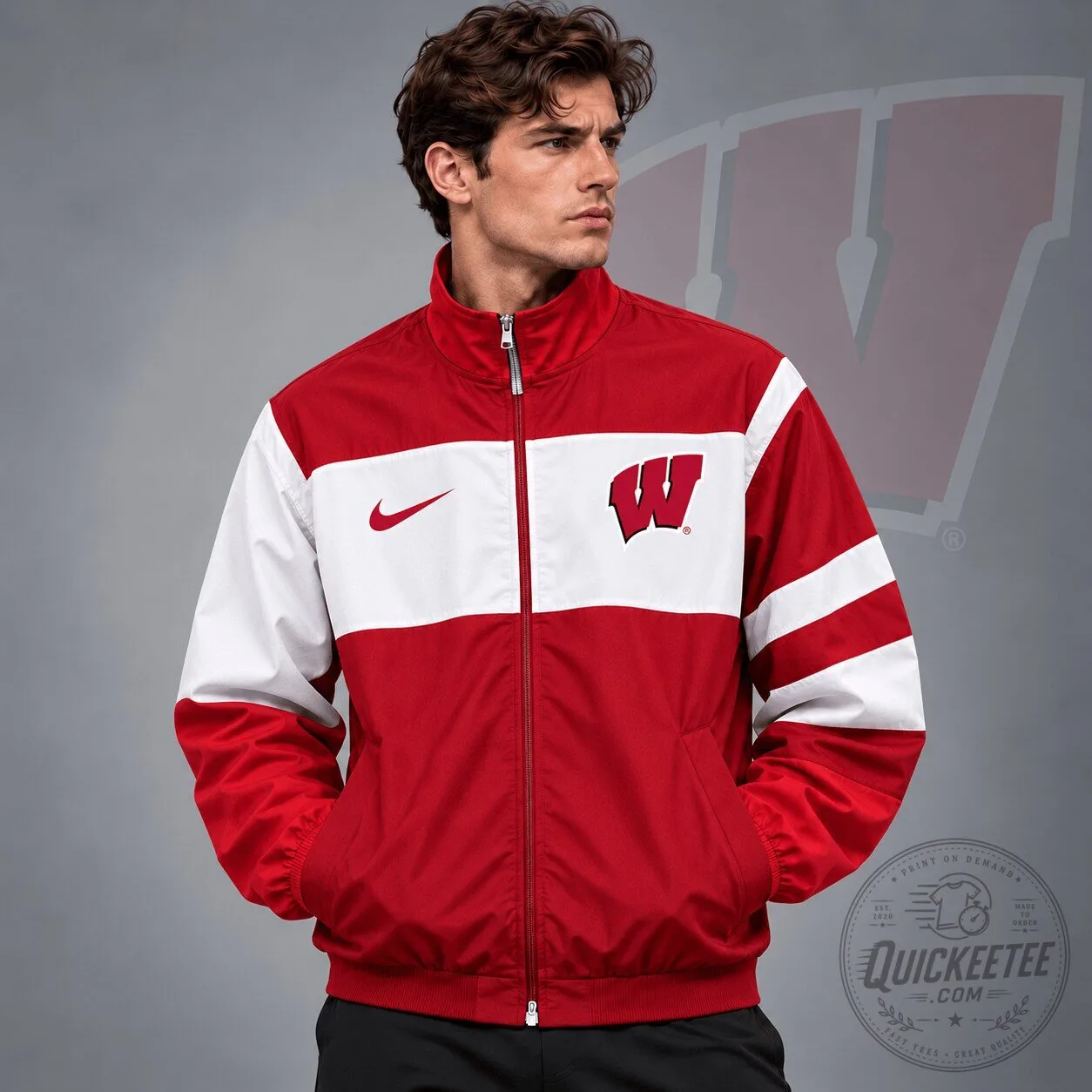 Wisconsin Badgers NCAA Classic Sideline Colorblock Full Zip Jacket 1 Wisconsin Badgers NCAA Classic Sideline Colorblock Full Zip Jacket