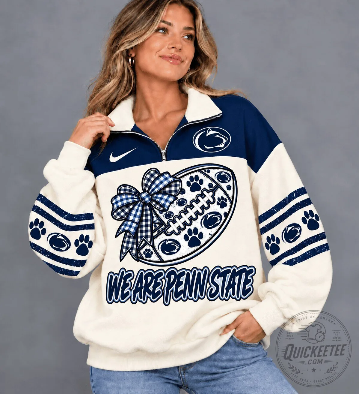 Penn State Nittany Lions Football Quarter-Zip Sweatshirt for Women 1 Penn State Nittany Lions Football Quarter-Zip Sweatshirt for Women