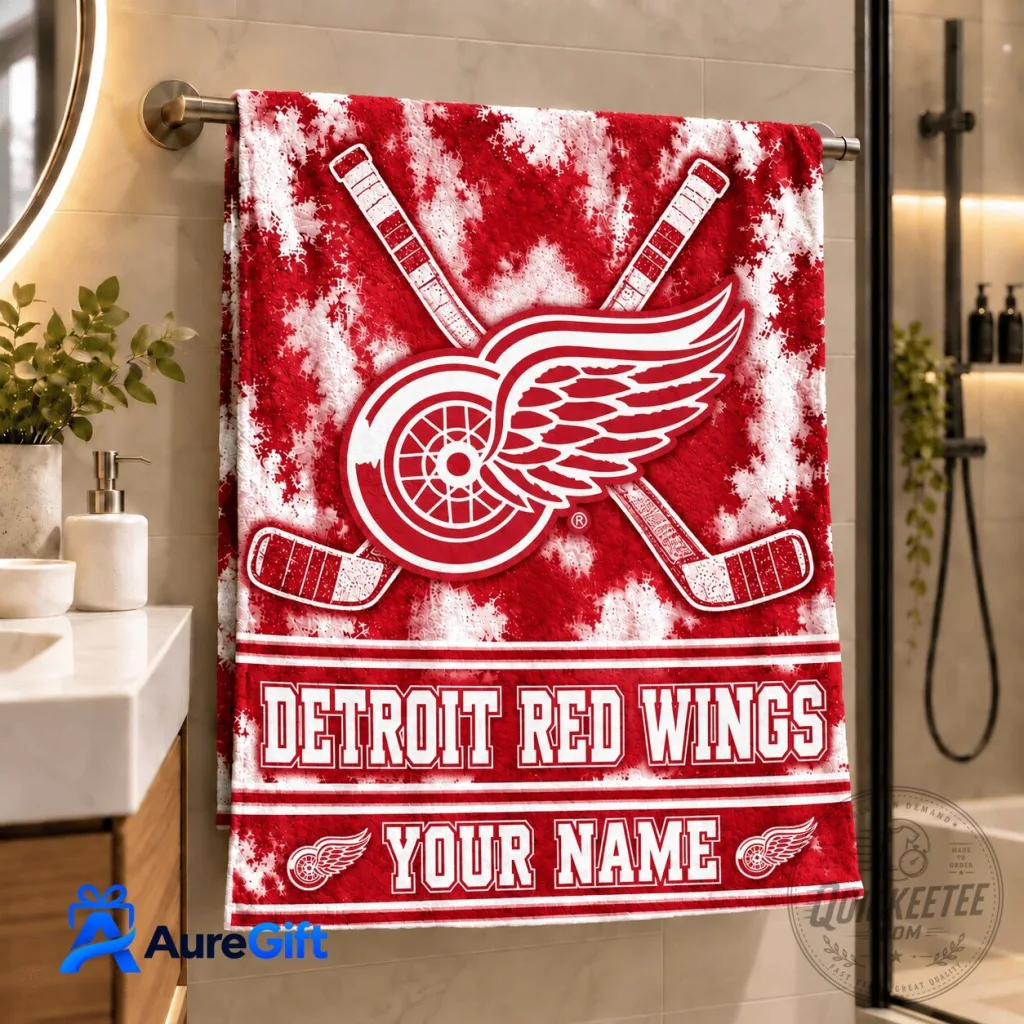 Detroit Red Wings NHL Game Day Premium Personalized Bath Towel