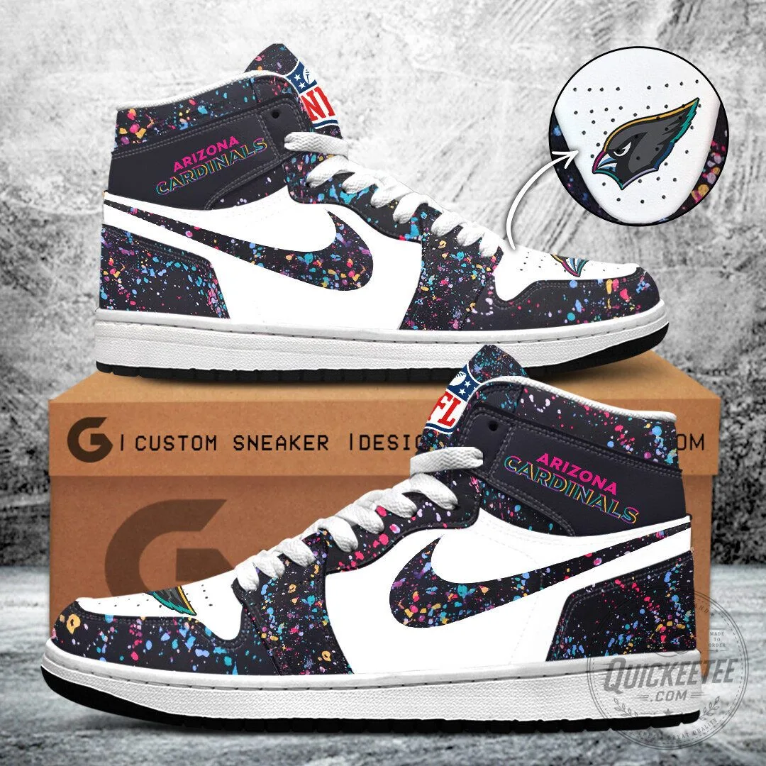 Arizona Cardinals Crucial Catch Paint Splatter High Top Sneakers 3 Arizona Cardinals Crucial Catch Paint Splatter High Top Sneakers