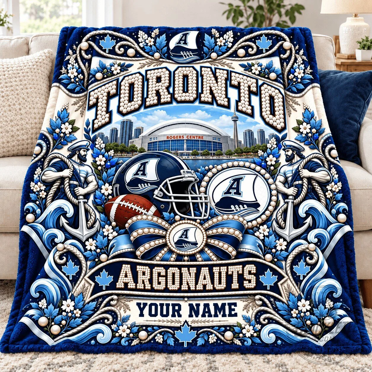 Toronto Argonauts CFL Football Team Rogers Centre Custom Name Blanket