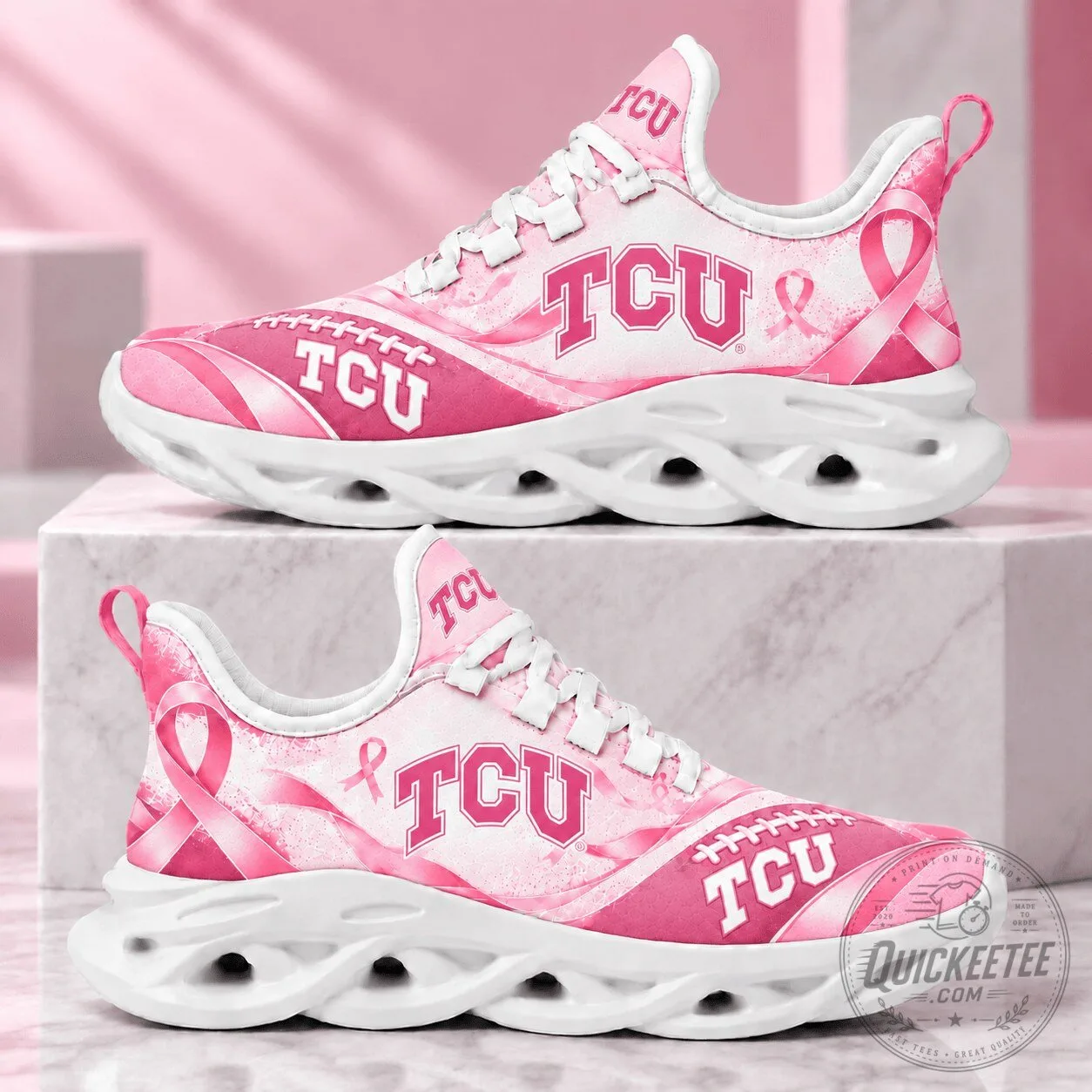 TCU Horned Frogs Breast Cancer Awareness Pink Ribbon Running Shoes 2 TCU Horned Frogs Breast Cancer Awareness Pink Ribbon Running Shoes