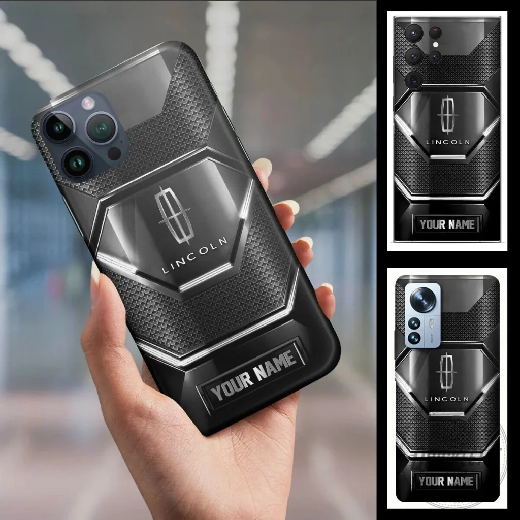 Lincoln Car Logo Custom Name Black Textured Design Phone Case for iPhone and Android Lincoln Car Logo Custom Name Black Textured Design Phone Case for iPhone and Android