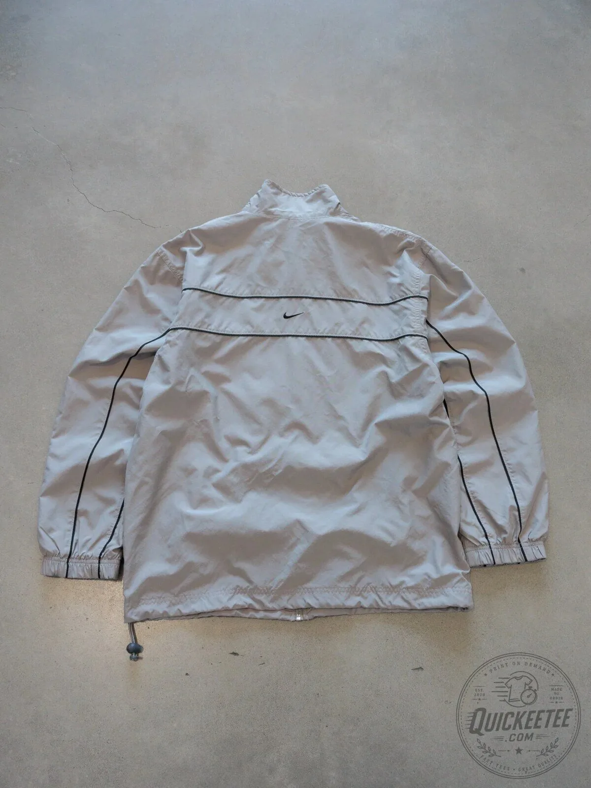 Vintage Nike Gray Windbreaker Jacket with Black Stripes and Zipper Closure 16 Vintage Nike Gray Windbreaker Jacket with Black Stripes and Zipper Closure