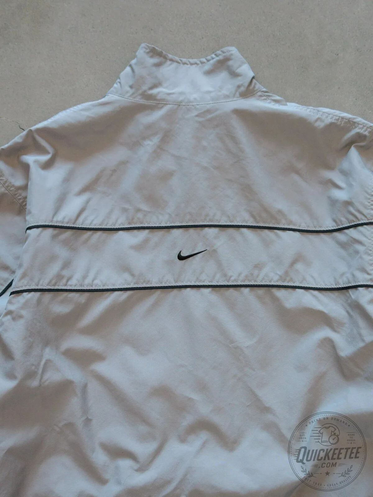Vintage Nike Gray Windbreaker Jacket with Black Stripes and Zipper Closure 17 Vintage Nike Gray Windbreaker Jacket with Black Stripes and Zipper Closure