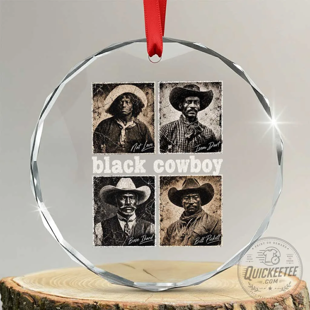 Black Cowboy Legends Crystal Glass Christmas Tree Ornament Old West Pioneer American Heritage