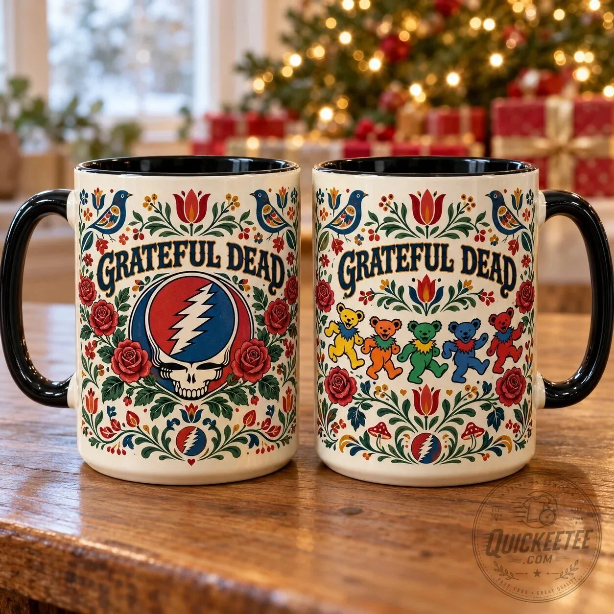 Grateful Dead Folk Art Steal Your Face Skull And Roses Coffee Mug 8 Grateful Dead Folk Art Steal Your Face Skull And Roses Coffee Mug