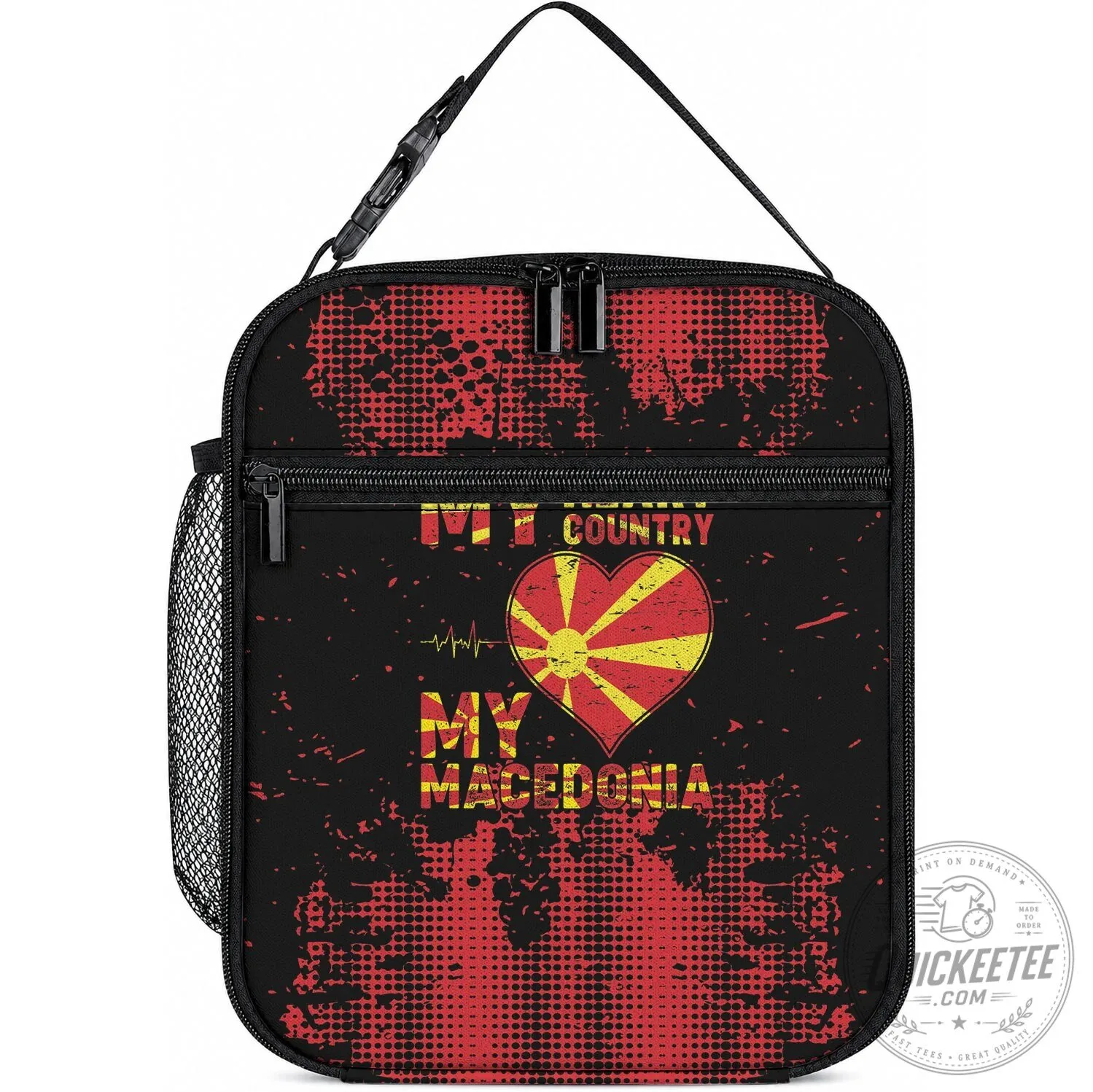 My Heart My Country My Macedonia Grunge Style Insulated Lunch Bag