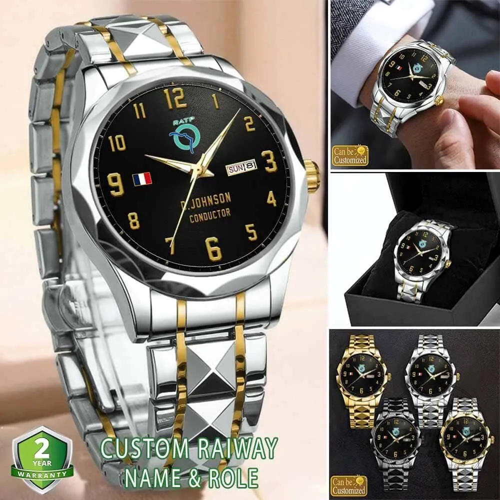 RATP French Railway Custom Name Black Stainless Steel Watch 7 RATP French Railway Custom Name Black Stainless Steel Watch