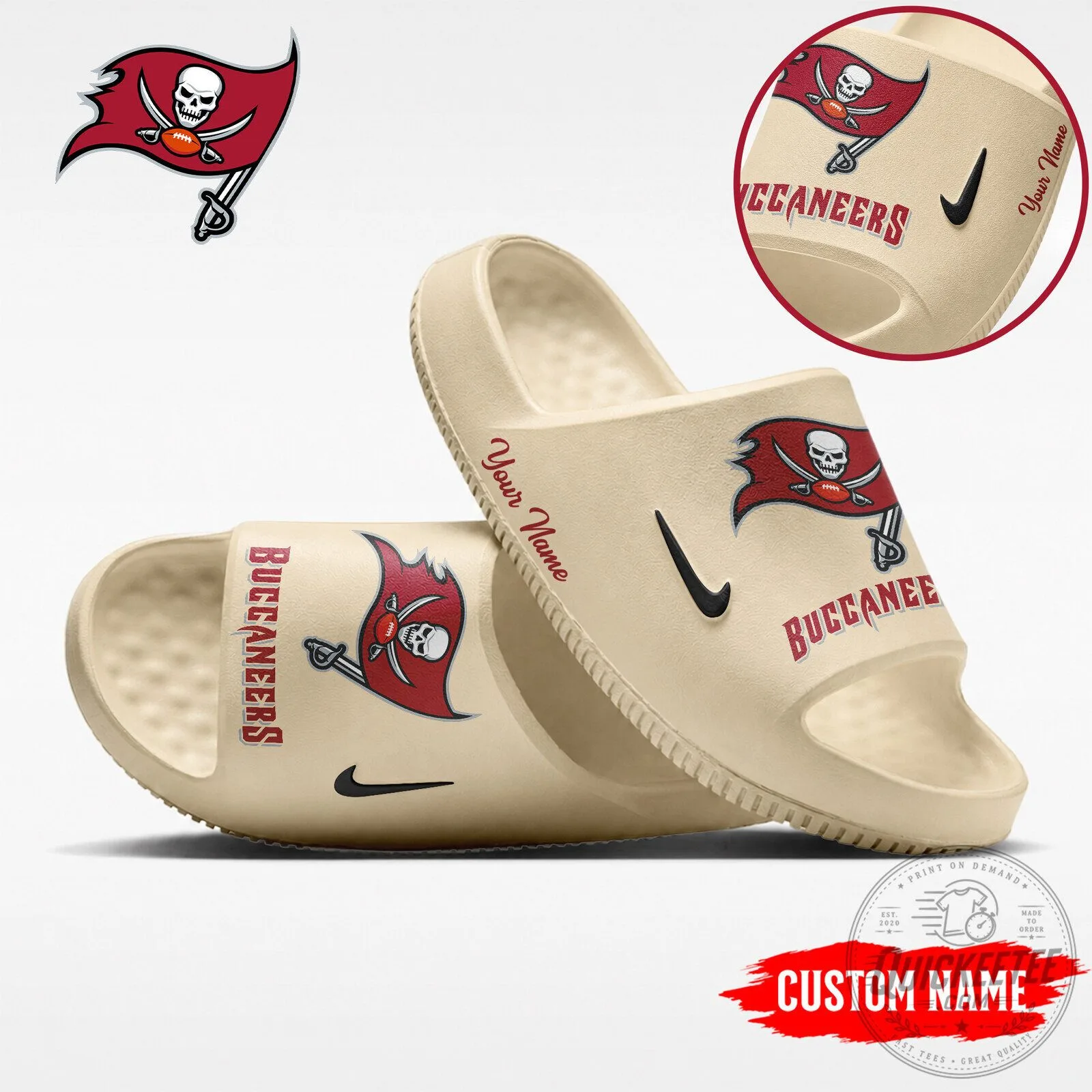 Tampa Bay Buccaneers NFL Football Team Custom Name Slides Sandals 2 Tampa Bay Buccaneers NFL Football Team Custom Name Slides Sandals