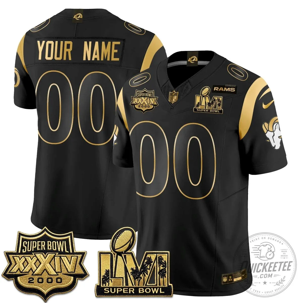 Los Angeles Rams Super Bowl LVI Champions White Gold Custom Football Jersey 9 Los Angeles Rams Super Bowl LVI Champions White Gold Custom Football Jersey