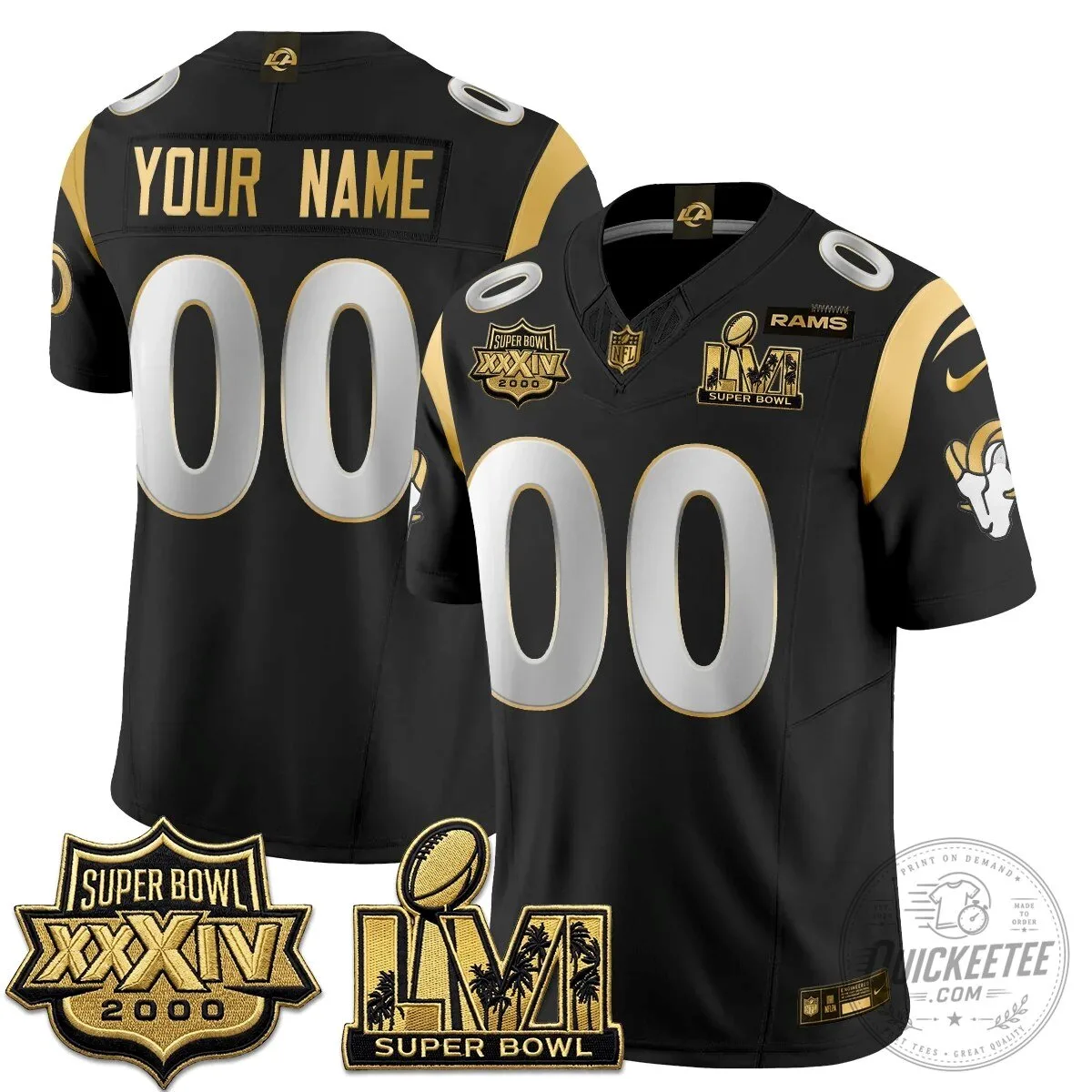 Los Angeles Rams Super Bowl LVI Champions White Gold Custom Football Jersey 10 Los Angeles Rams Super Bowl LVI Champions White Gold Custom Football Jersey