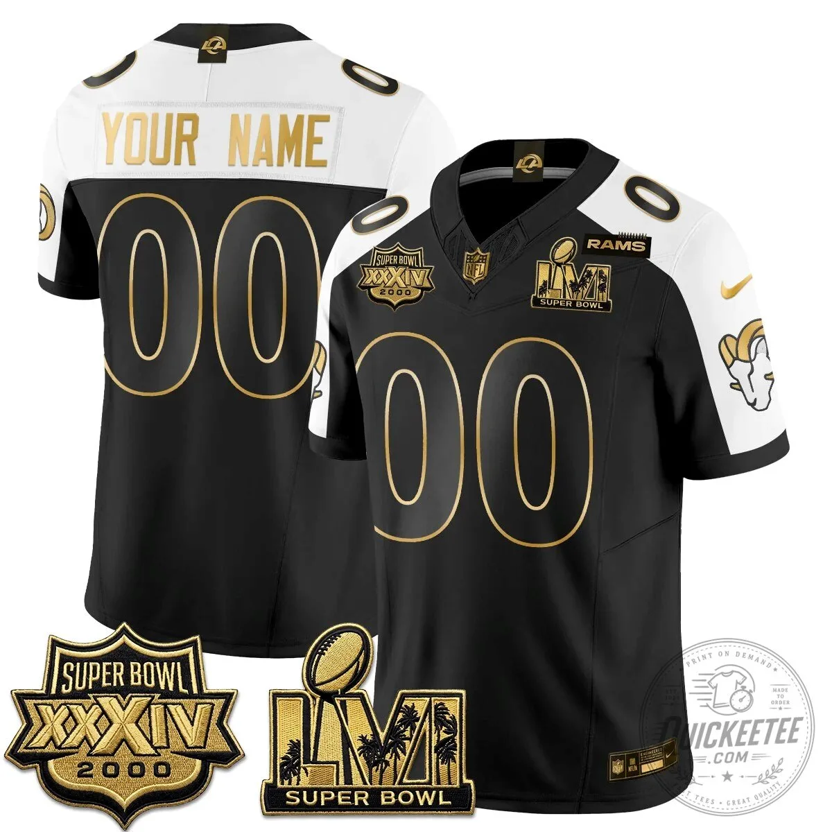 Los Angeles Rams Super Bowl LVI Champions White Gold Custom Football Jersey 11 Los Angeles Rams Super Bowl LVI Champions White Gold Custom Football Jersey