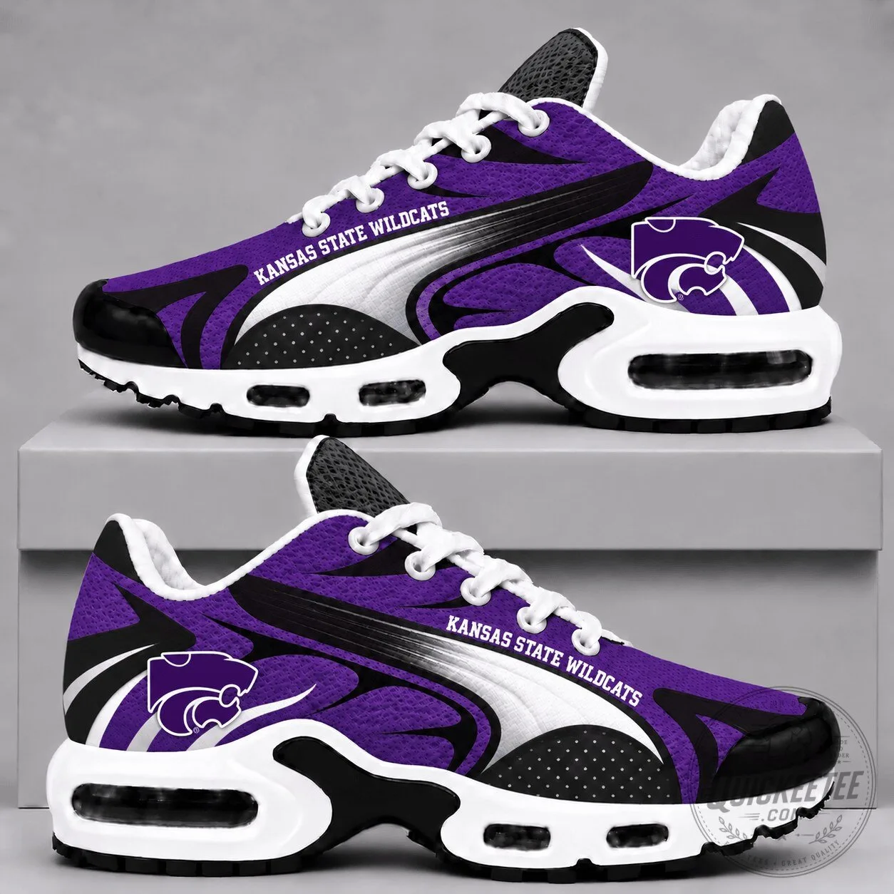 Kansas State Wildcats Purple Black and White Air Max Style Running Shoes 1 Kansas State Wildcats Purple Black and White Air Max Style Running Shoes
