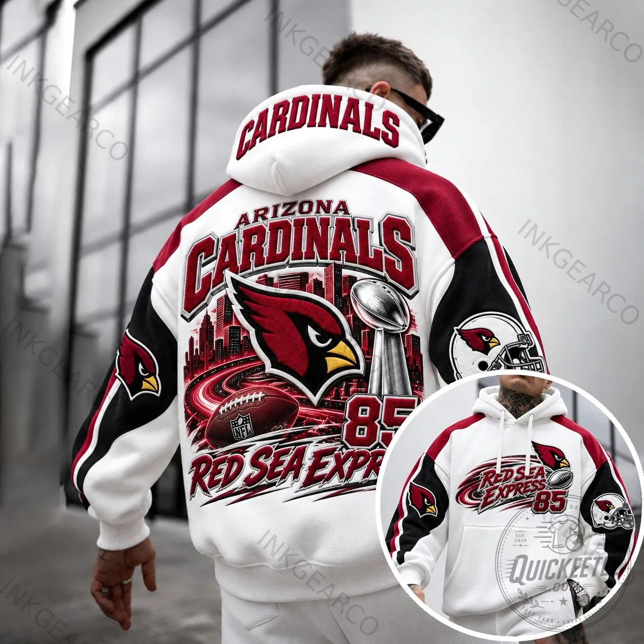 Arizona Cardinals NFL Football Team Logo White Hoodie 1 Arizona Cardinals NFL Football Team Logo White Hoodie