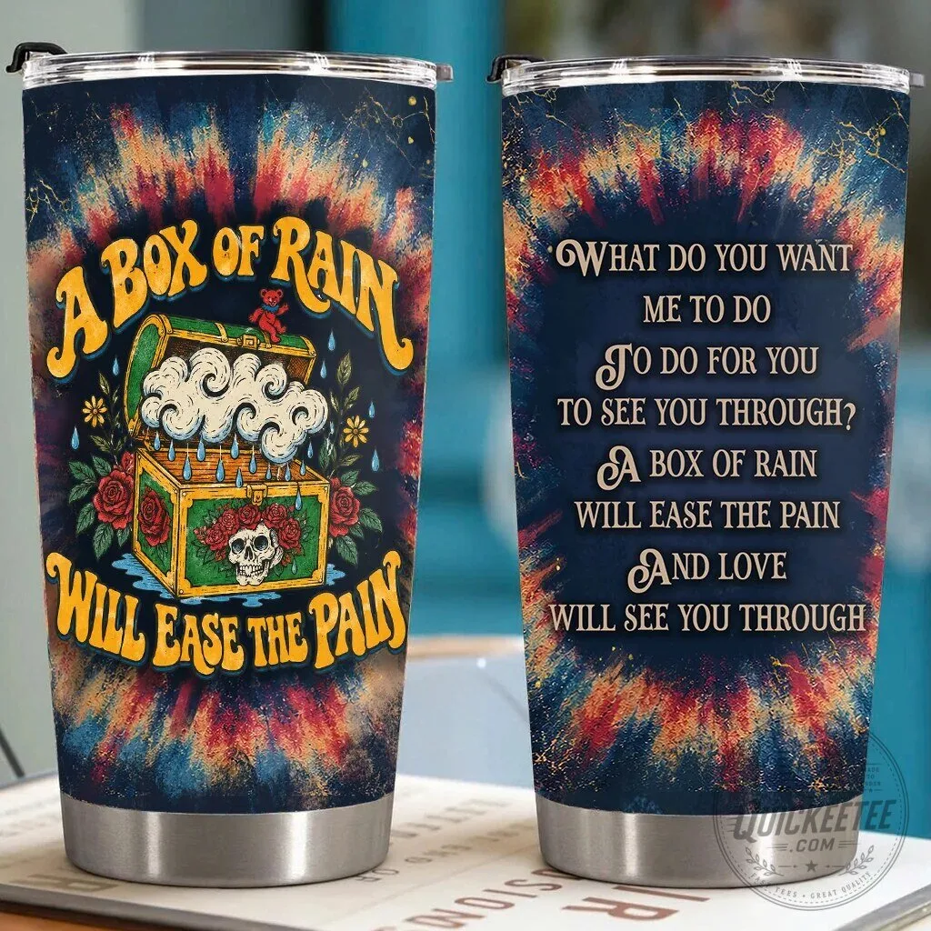 Grateful Dead Box of Rain Lyrics Tie-Dye Stainless Steel Insulated Tumbler